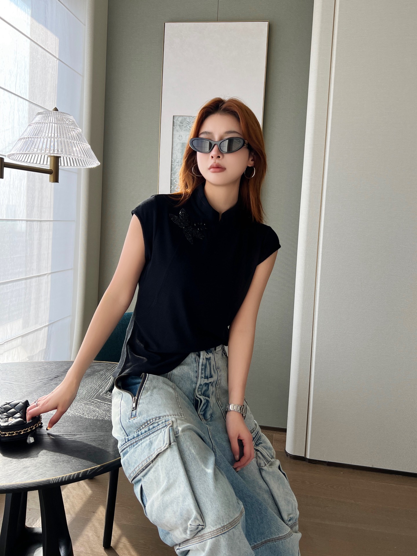 [Valentino] 발렌티노 26SS 오리엔탈 텐셀 비드 차이나카라 셔츠 의류