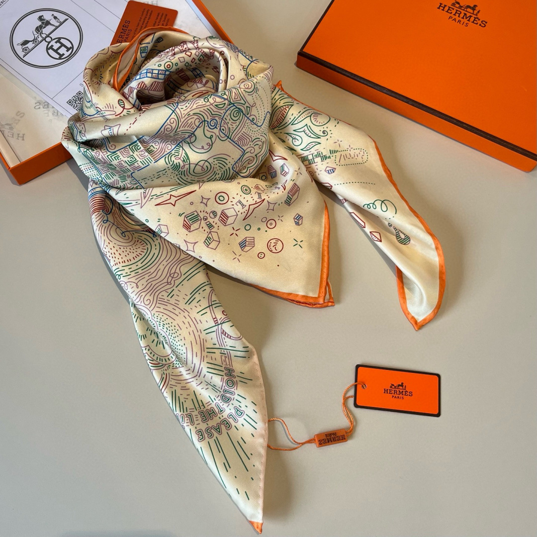 에르메스(HERMES) 온 더 라인 실크 목도리 스카프