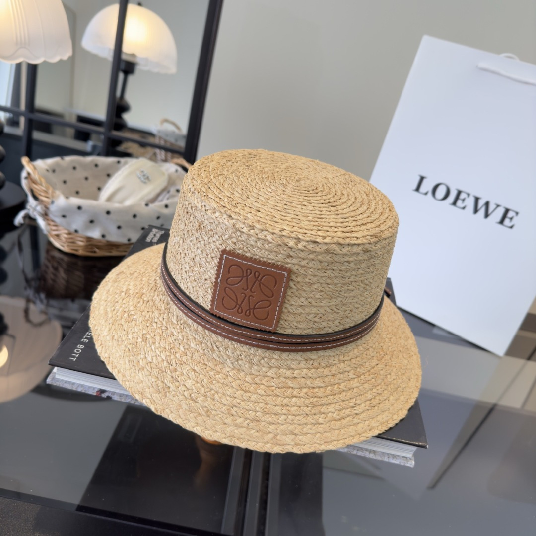 로에베(LOEWE) 라피아 버킷햇 모자