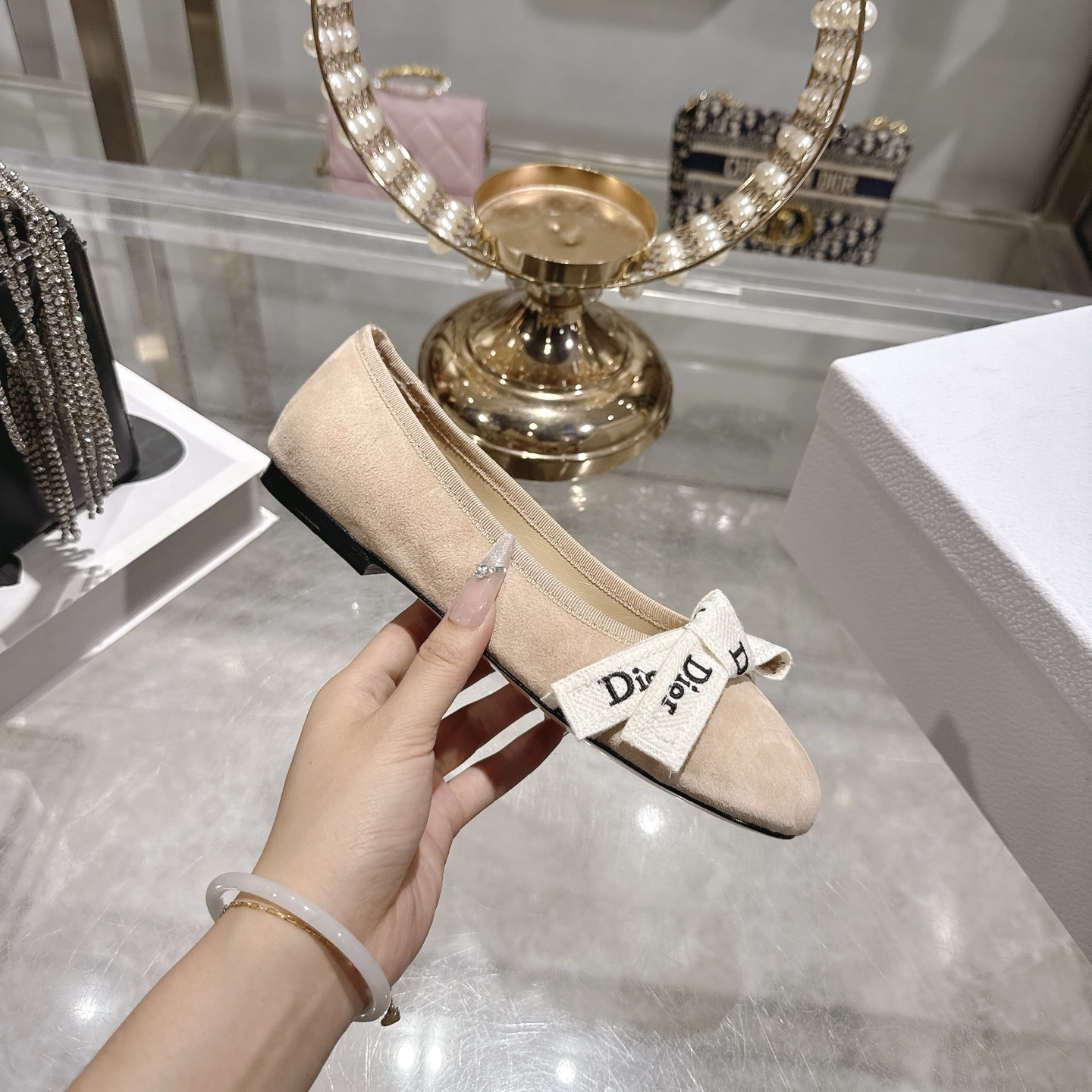 디올(DIOR) 리본 스트랩 메리제인 플랫슈즈 신발