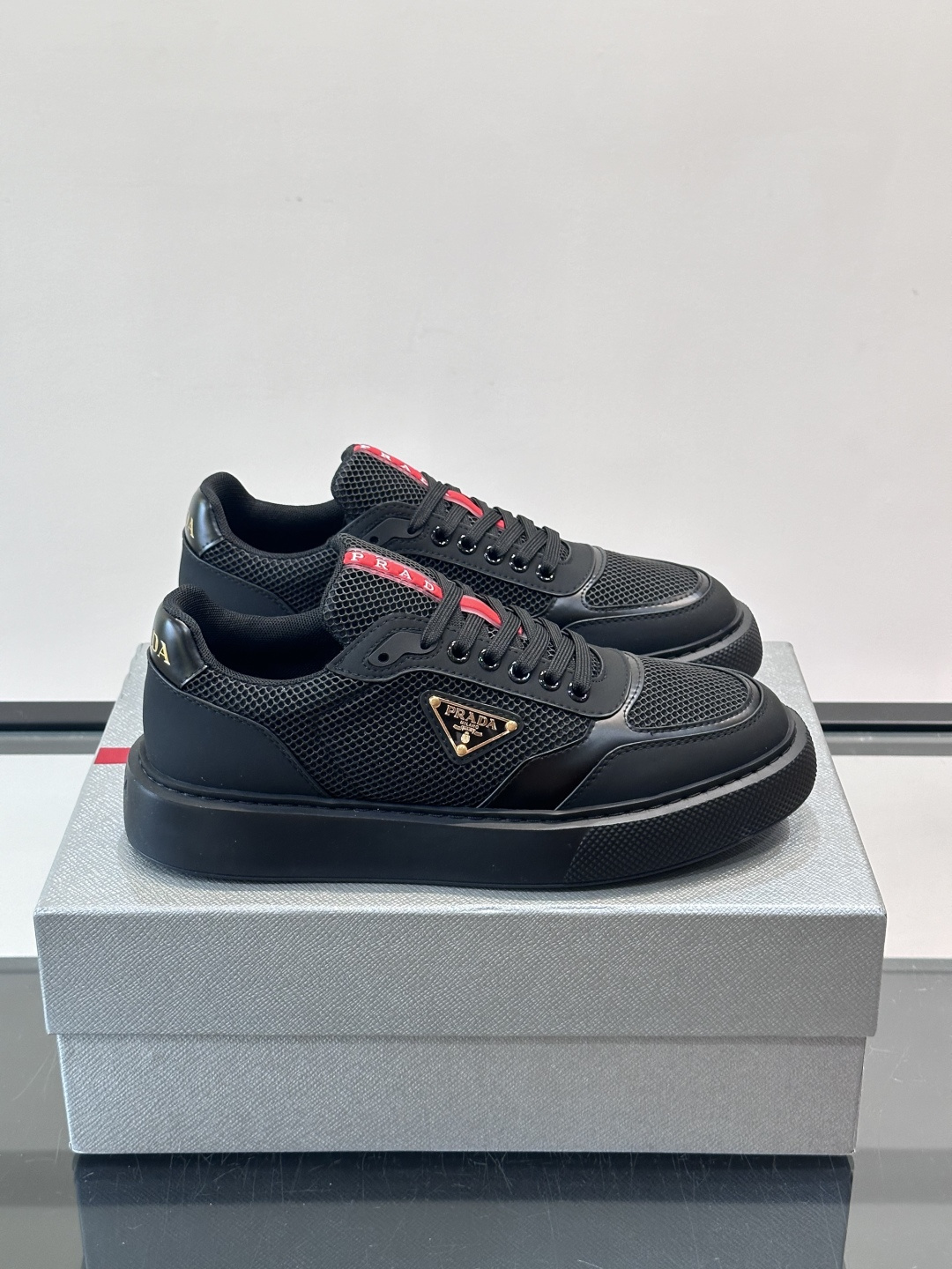 [Prada] 프라다 맨즈 메쉬 믹스 런닝 스니커즈 신발