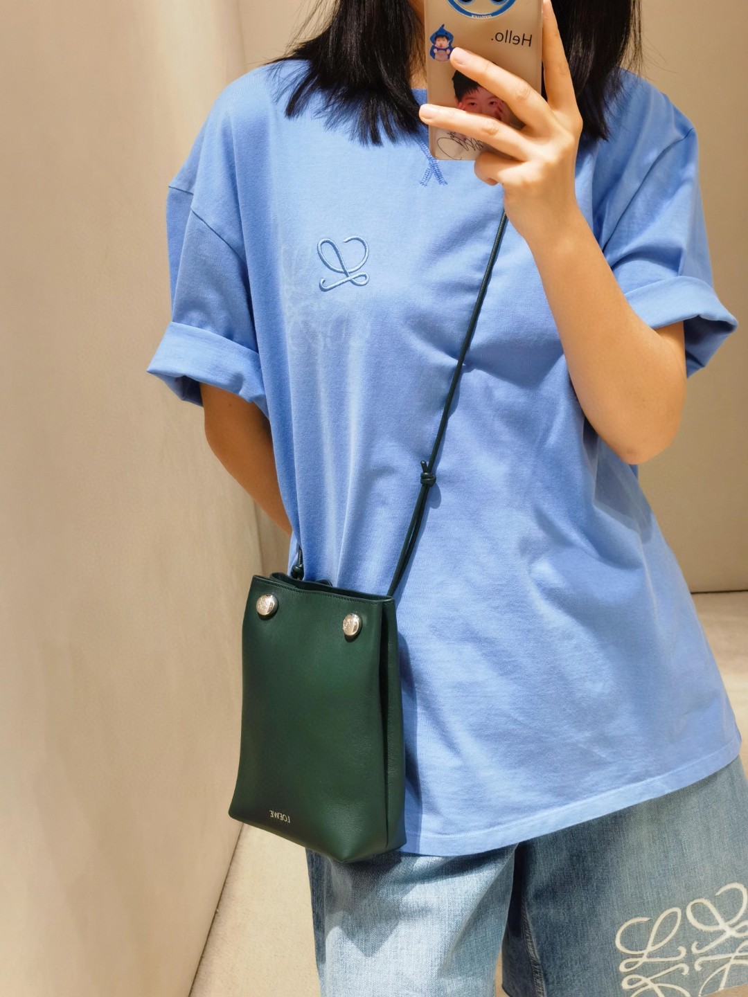 로에베(LOEWE) 아나그램 자수 반팔 티셔츠 상의 의류