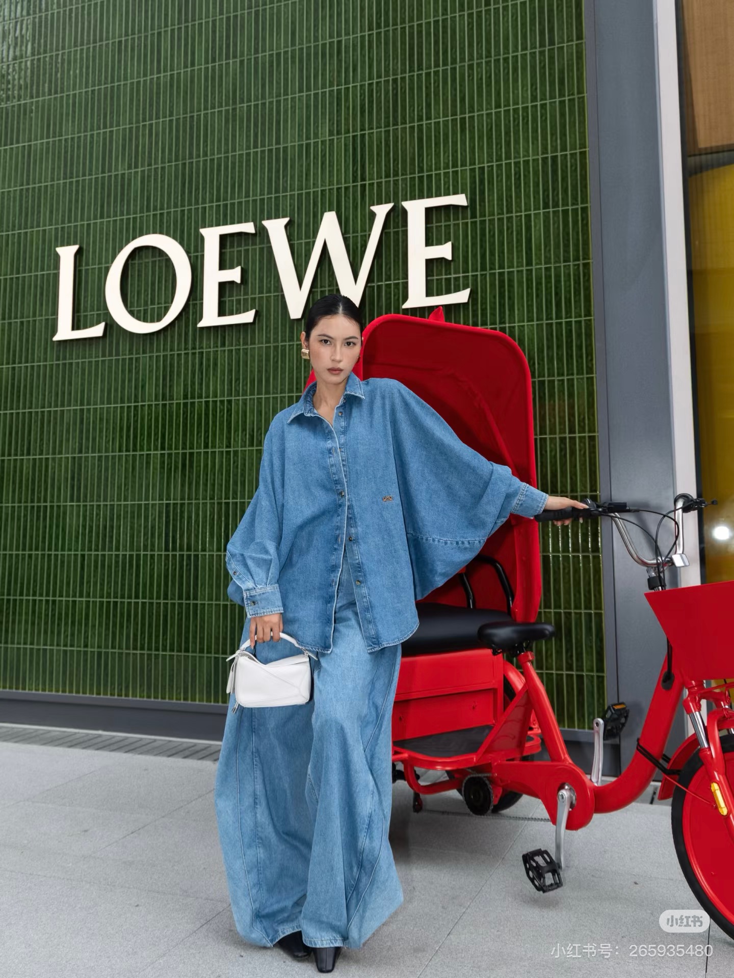 로에베(LOEWE) 자수 워싱 데님 셔츠 상의 의류