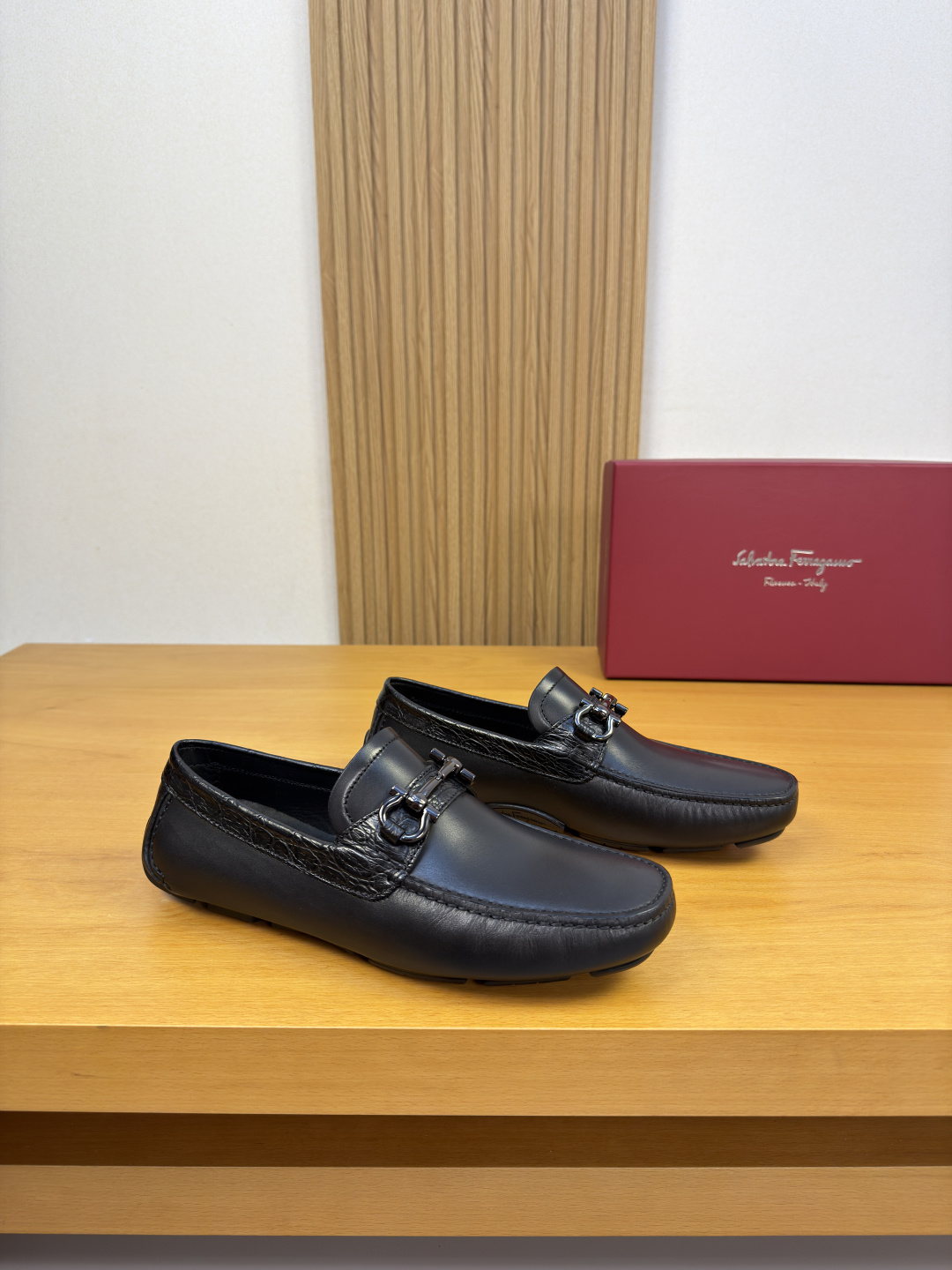 Ferragamo 페라가모 나파 & 스톤 콤비 정장화 로퍼 구두 신발