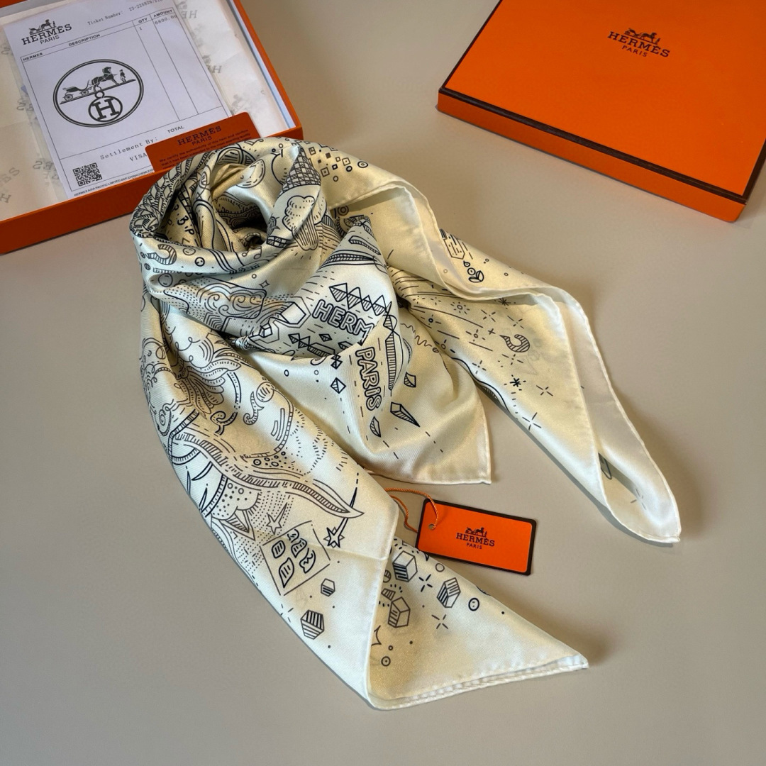 에르메스(HERMES) 온 더 라인 실크 목도리 스카프