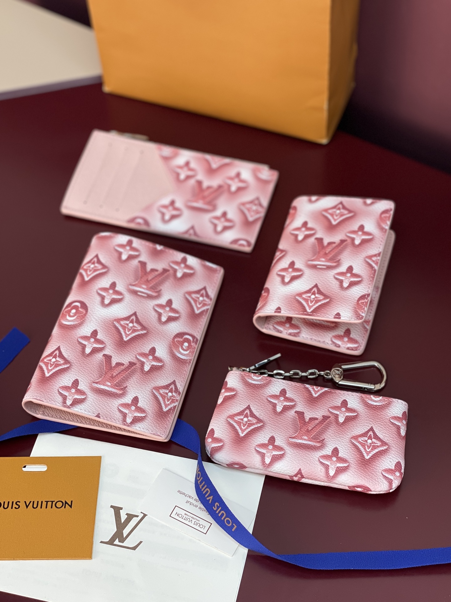 [Louis Vuitton] LV 루이비통 모노그램 자카드 로미 키 파우치 (코튼 핑크) 지갑