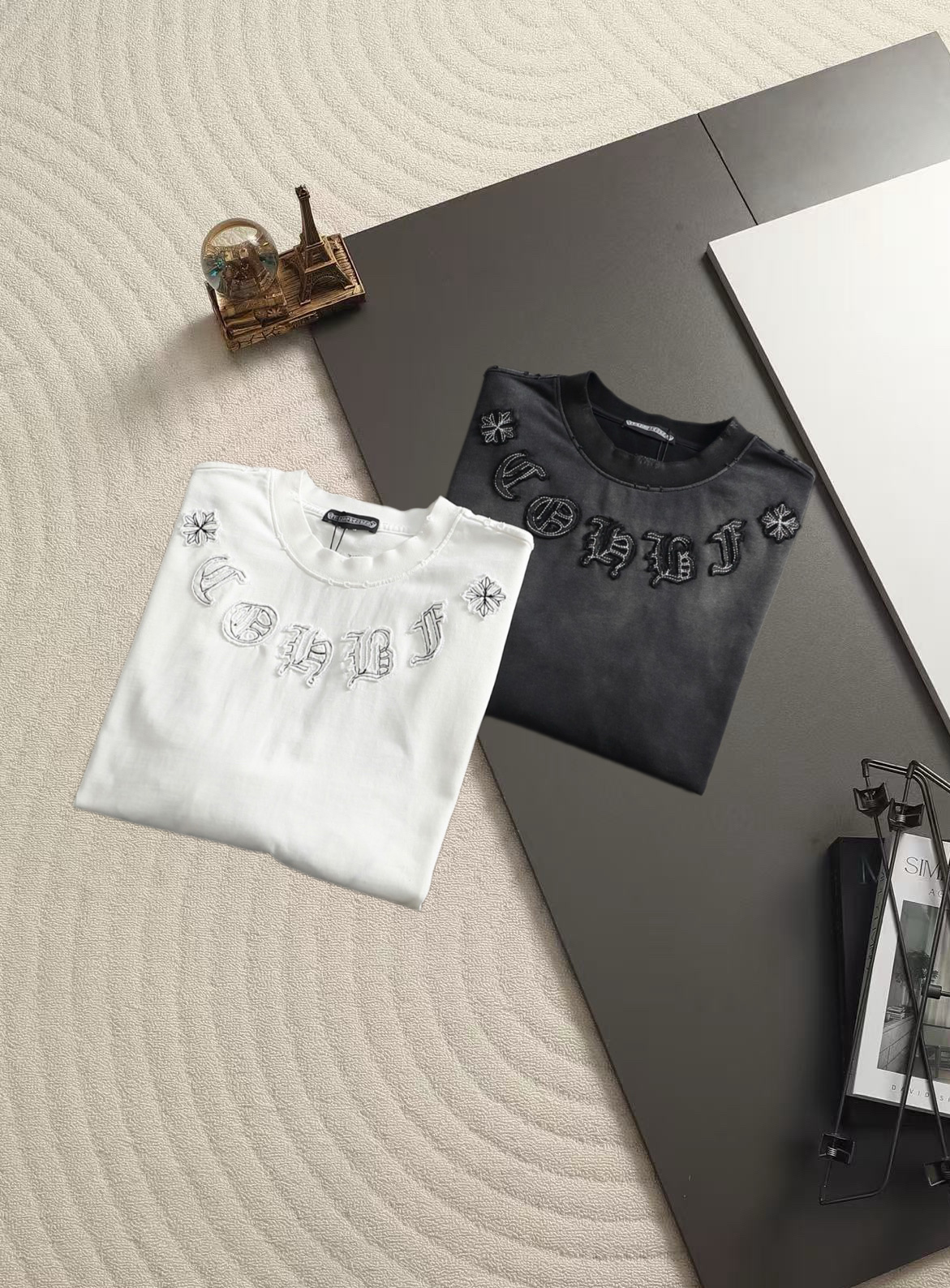크롬하츠(CHROME HEARTS) 자수 워싱 반팔 티셔츠 상의 의류