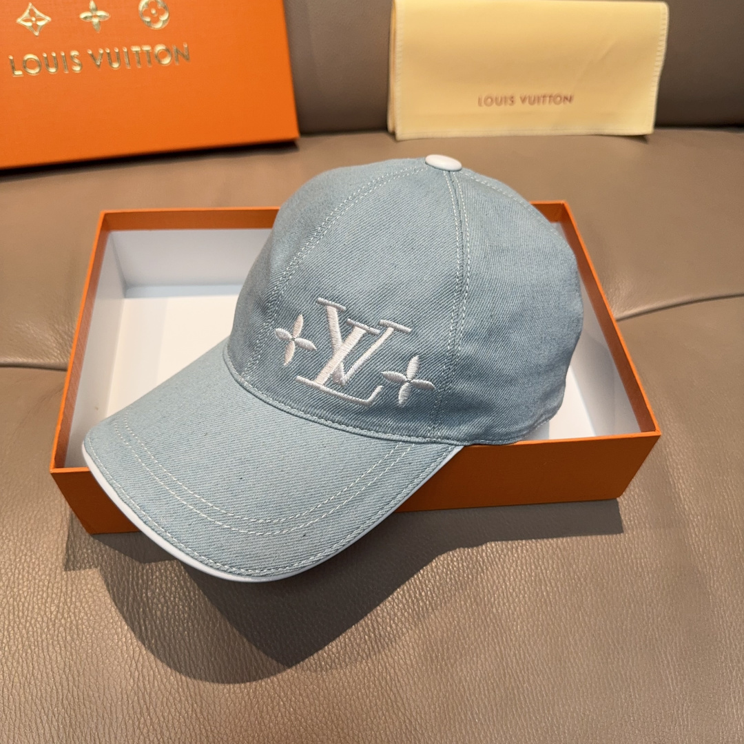 루이비통(LV) 로고 데님 볼캡 모자