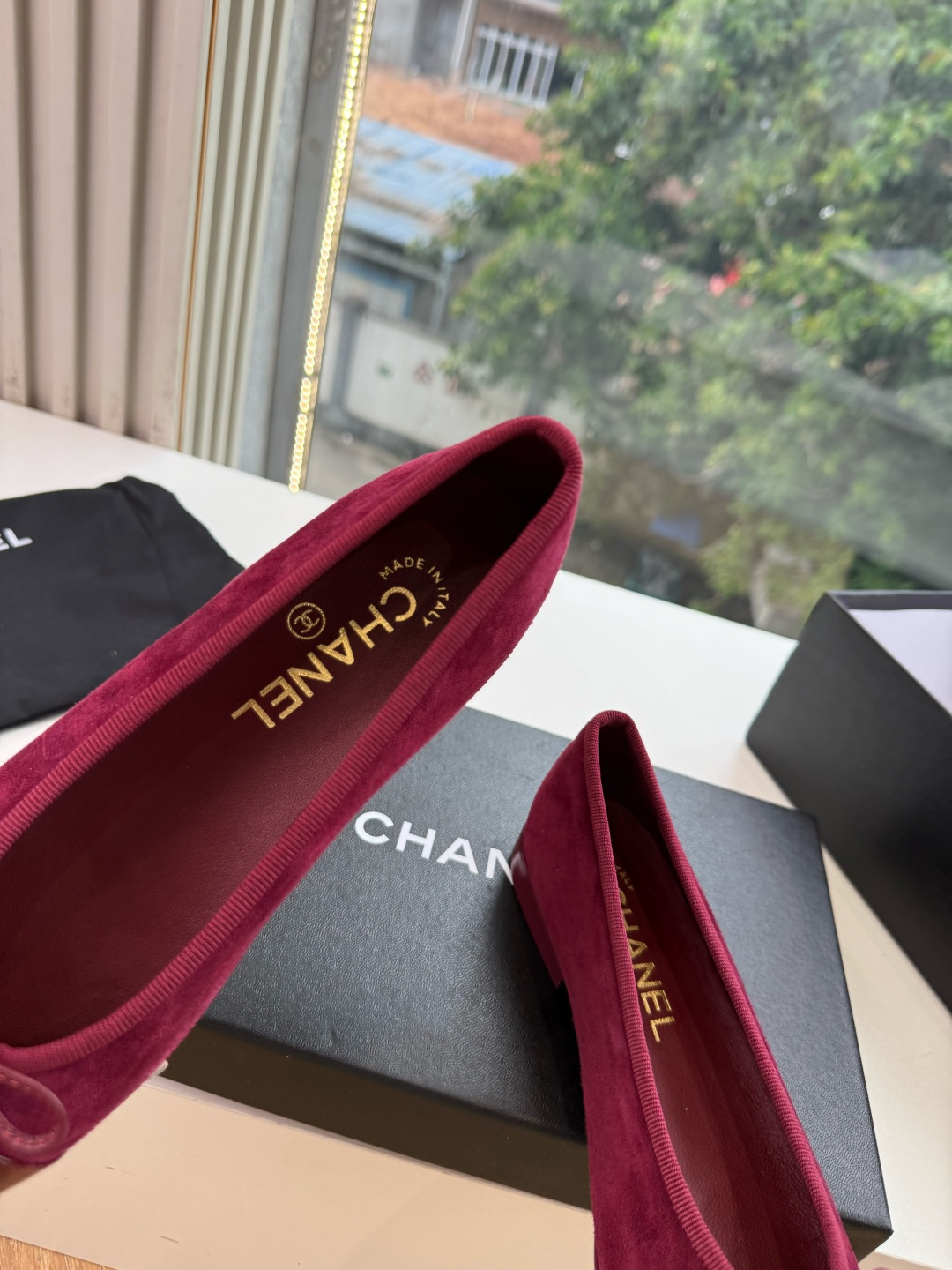 샤넬(CHANEL) 리본 메리제인 슬링백 플랫 신발