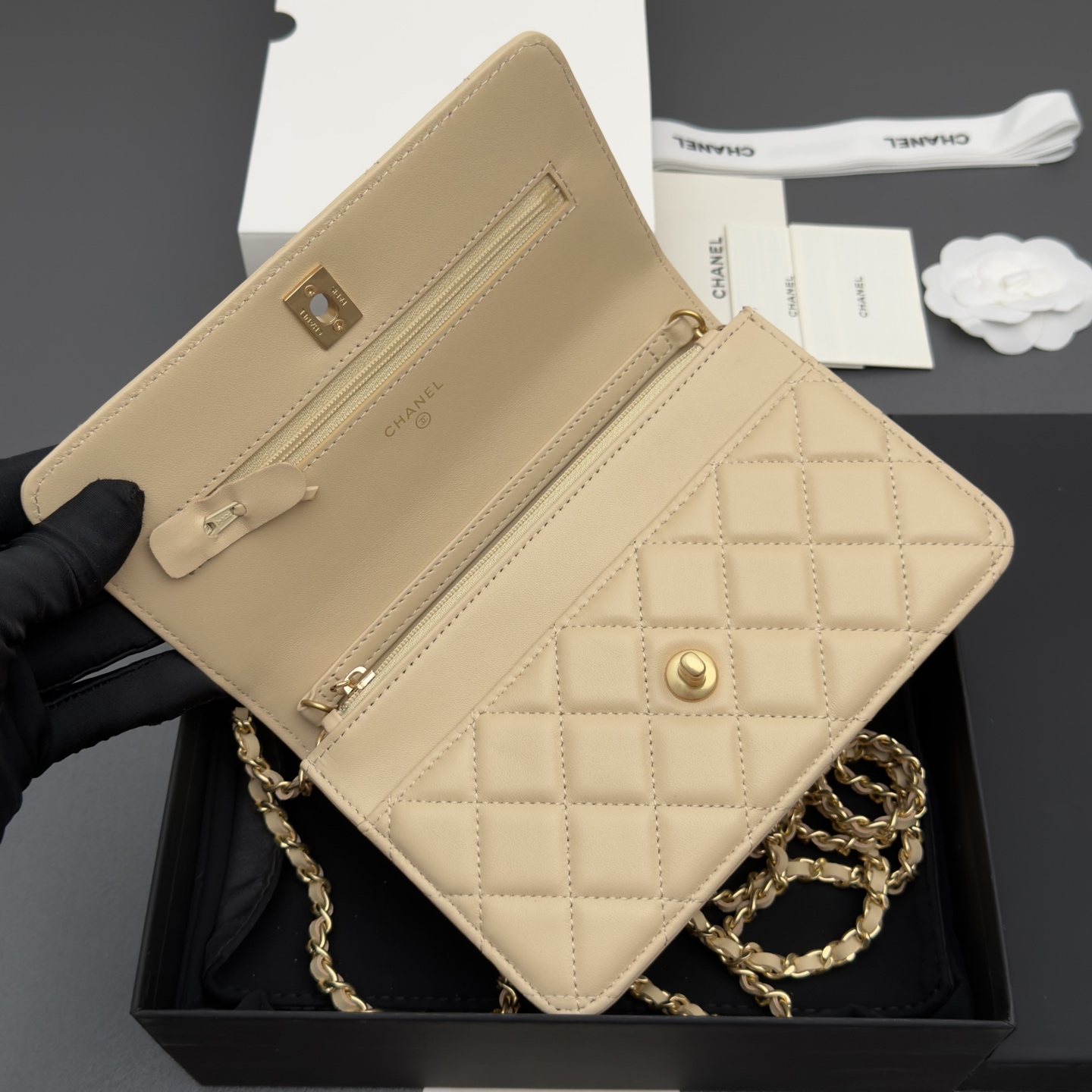 [Chanel] 샤넬 이탈리안 램스킨 클래식 체인 파우치/클러치 가방
