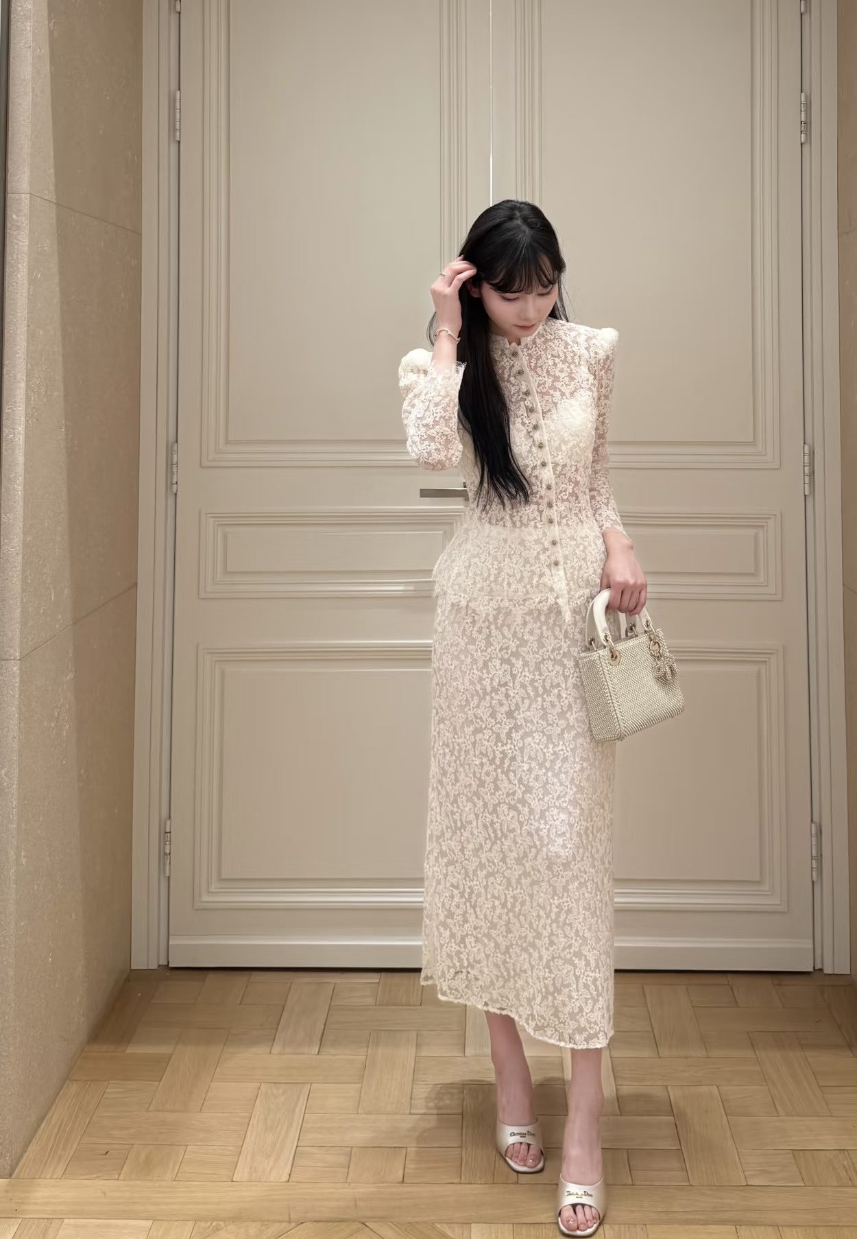 [Dior] 디올 26SS 빈티지 플라워 레이스 머메이드 스커트 치마 의류