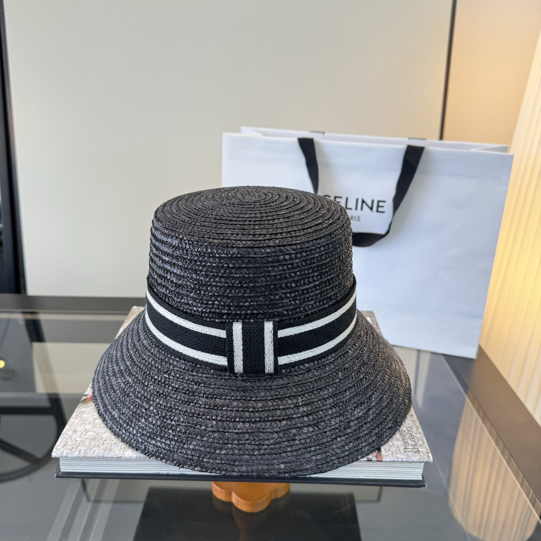 셀린느(CELINE) 라피아 버킷햇 모자