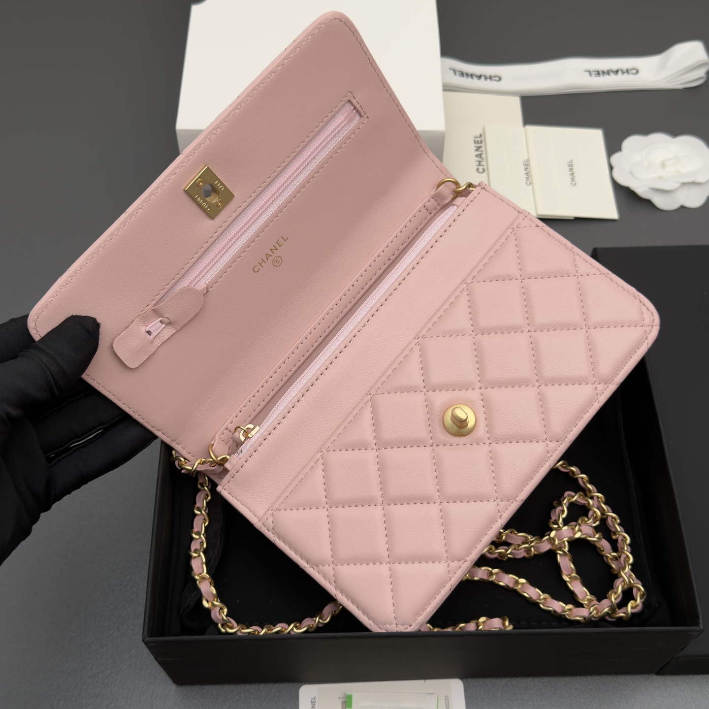 [Chanel] 샤넬 이탈리안 램스킨 클래식 체인 파우치/클러치 가방