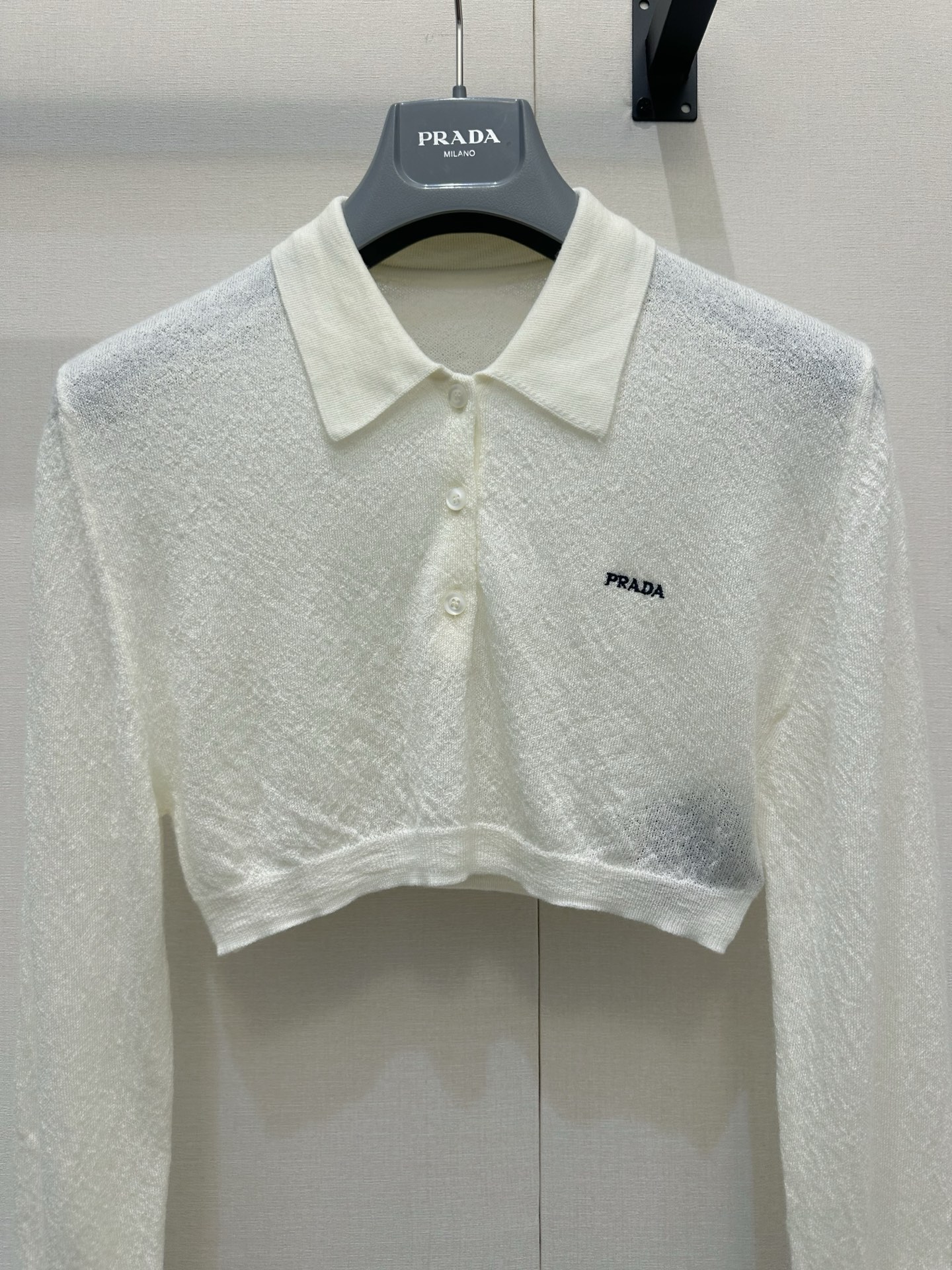 프라다(PRADA) 크롭 폴로 니트 상의 의류