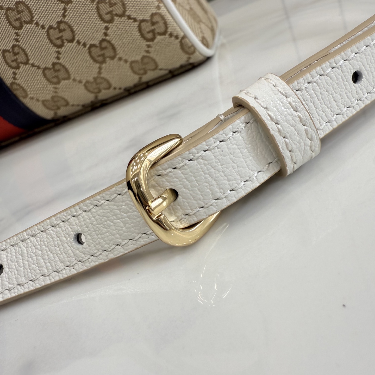 GUCCI 구찌 Gucci NY 컬렉션 보르세토(Borsetto) 캔버스 핸드백 - 화이트/샌드 가방