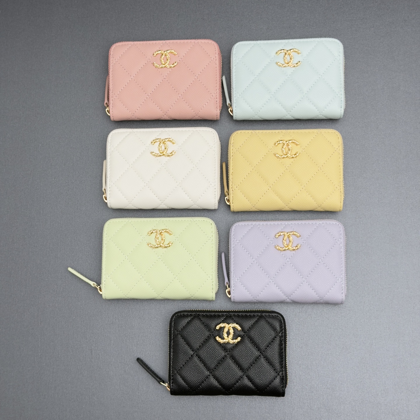[Chanel] 샤넬 26SS 캐비어 멀티 젬스톤 미니 지퍼 코인 퍼스 지갑