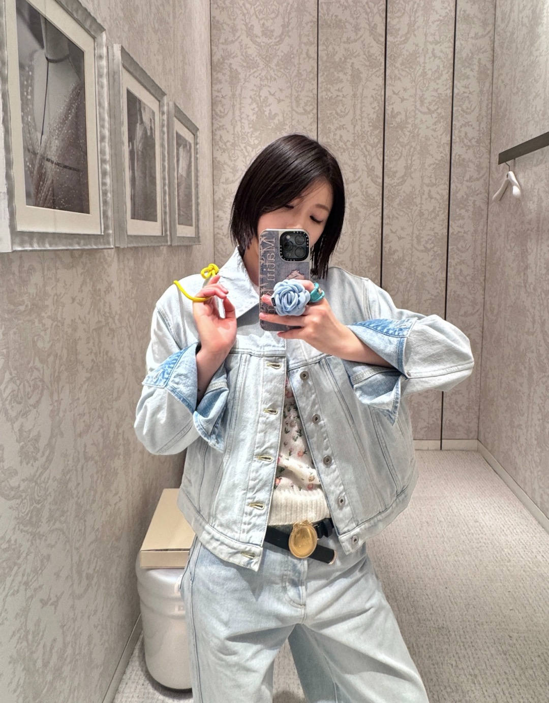 디올(DIOR) 로고 자수 워싱 데님 재킷 상의 의류