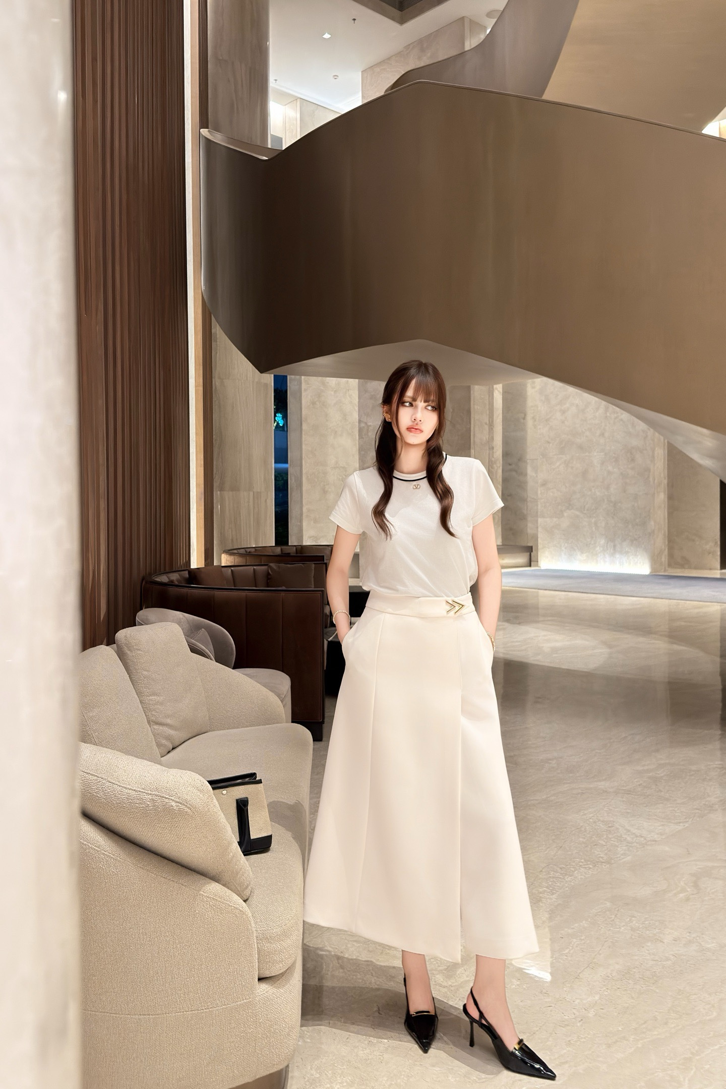 Valentino 발렌티노 하이엔드 수입 원단 롱 스커트 치마 의류