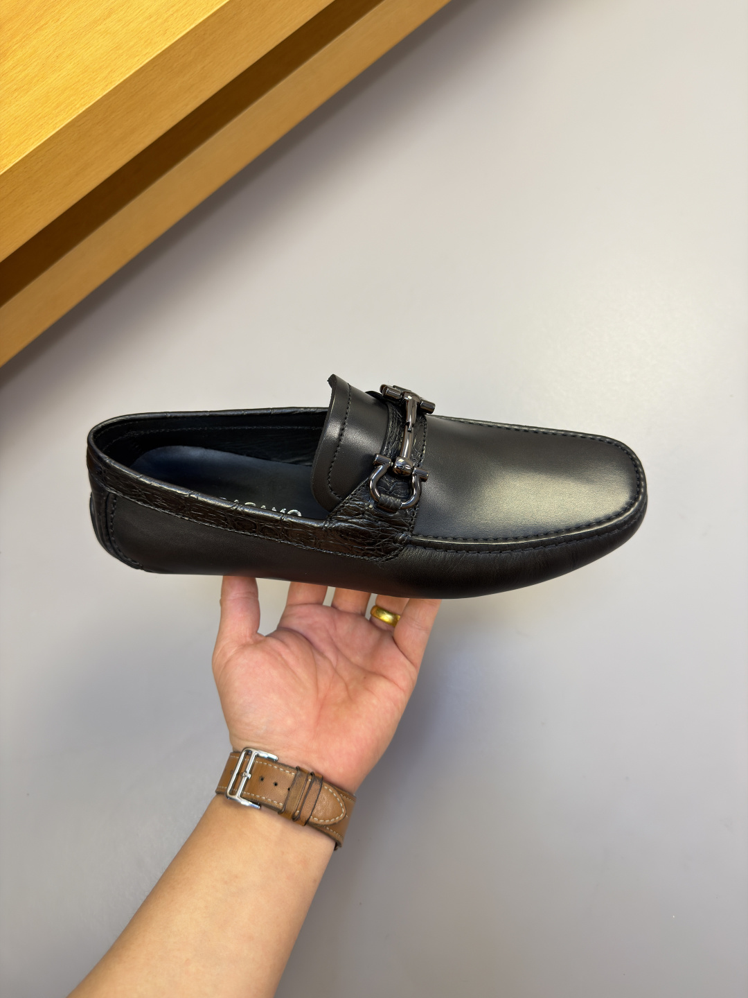 Ferragamo 페라가모 나파 & 스톤 콤비 정장화 로퍼 구두 신발