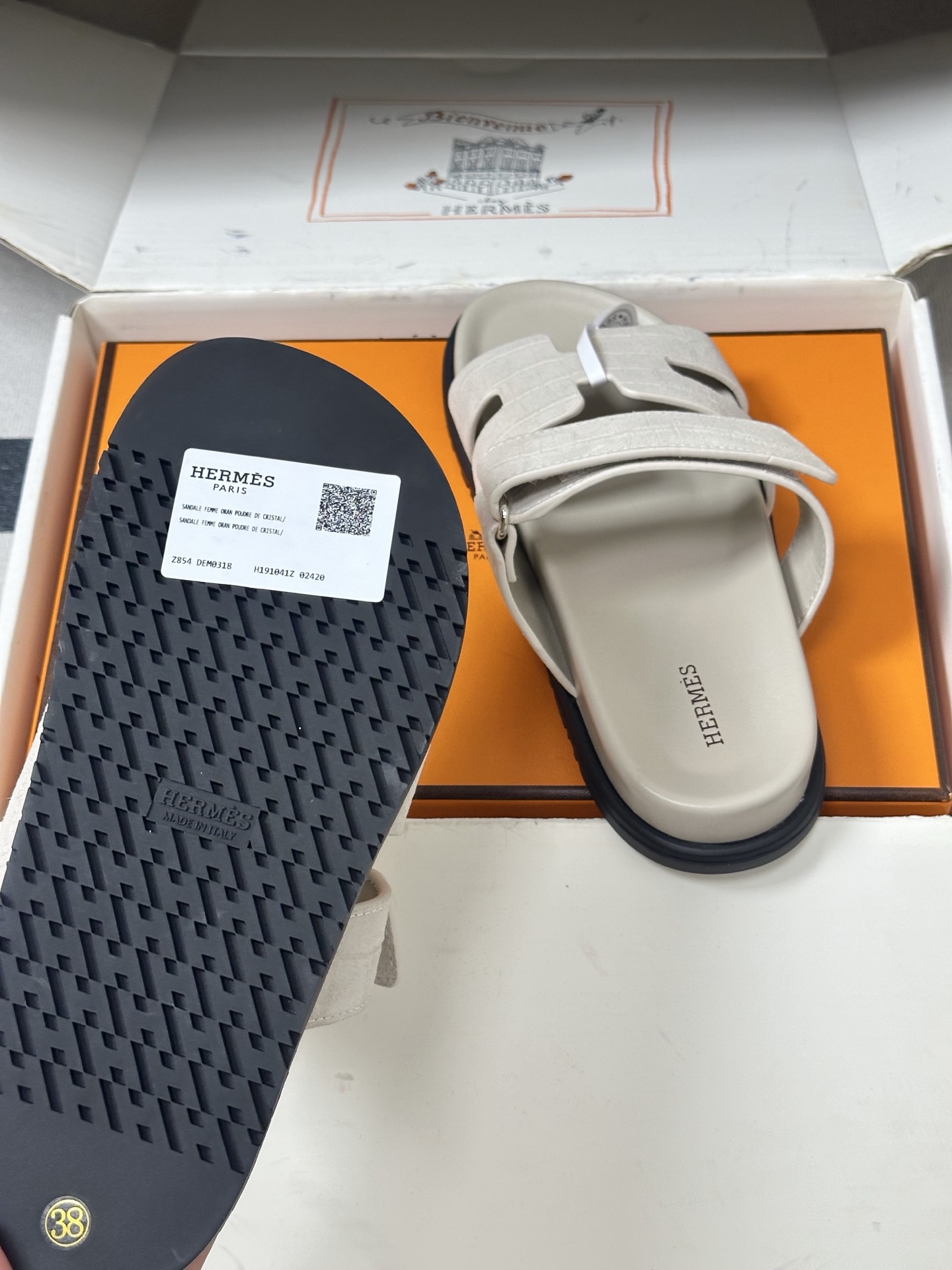 에르메스(HERMES) H 로고 벨크로 플랫 슬리퍼 신발