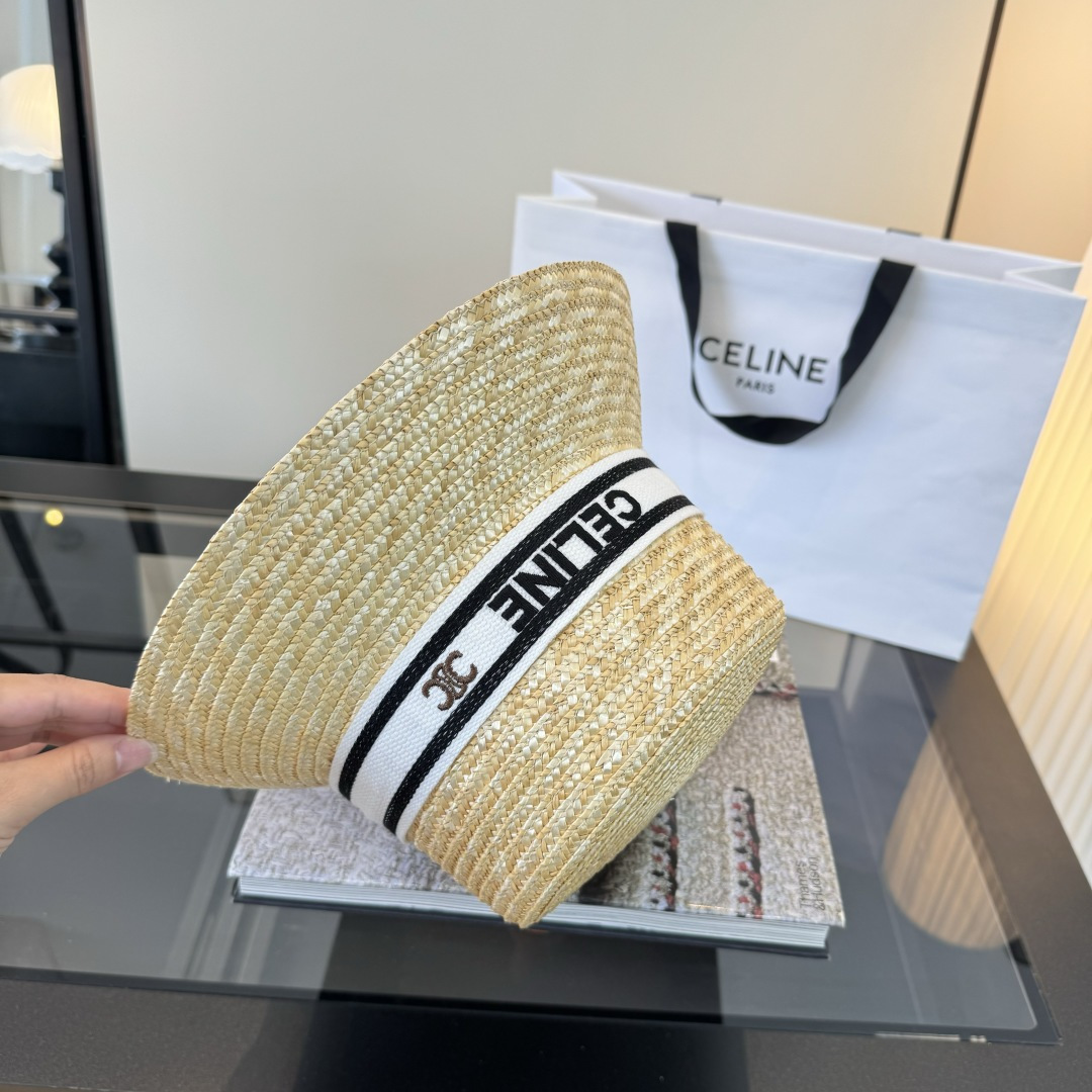 셀린느(CELINE) 라피아 버킷햇 모자