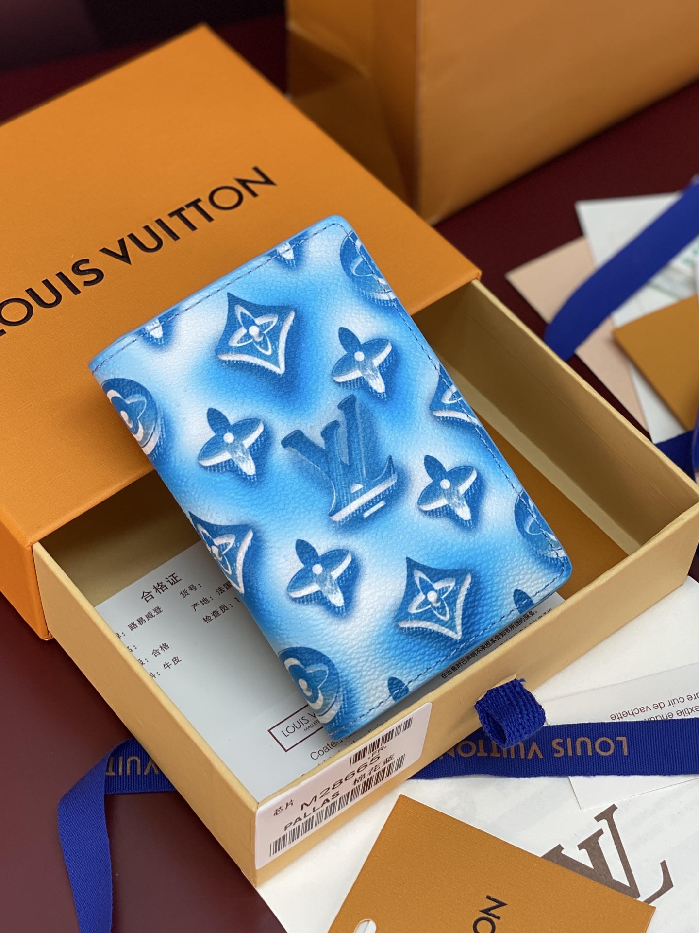 [Louis Vuitton] LV 루이비통 모노그램 포켓 오거나이저 카드 지갑 (코튼 블루)