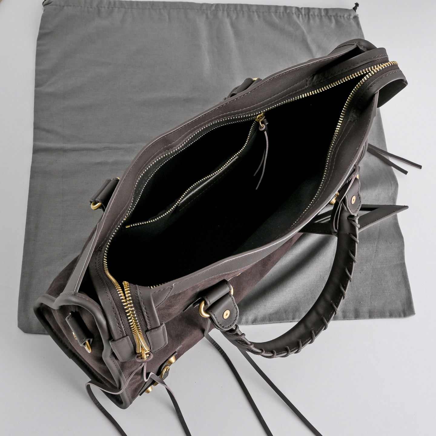 BALENCIAGA 발렌시아가 Le City 르 시티 스웨이드 컴비네이션 카프스킨 모터사이클 백 (브라운) 가방