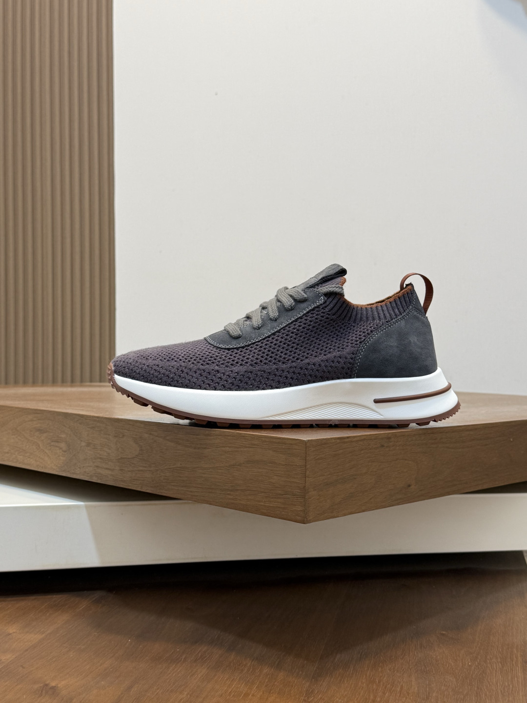 [Loro Piana] LP 로로 피아나 썸머 안톤 워크 레더 앤 패브릭 보트 슈즈 스니커즈 신발