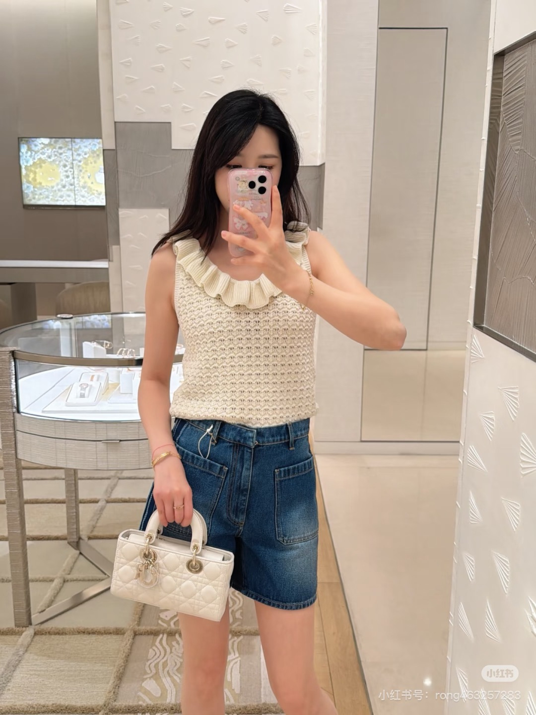 디올(DIOR) 워싱 로고 자수 데님 반바지 하의 의류