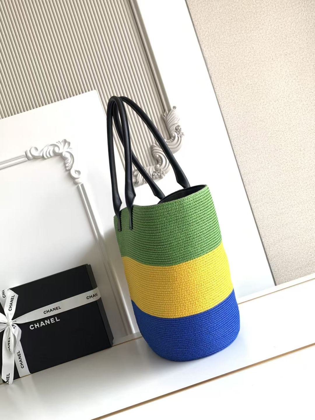 Chanel 샤넬 26C 라피아 & 스웨이드 위빙 쇼핑백 토트백 (AS6148) 가방