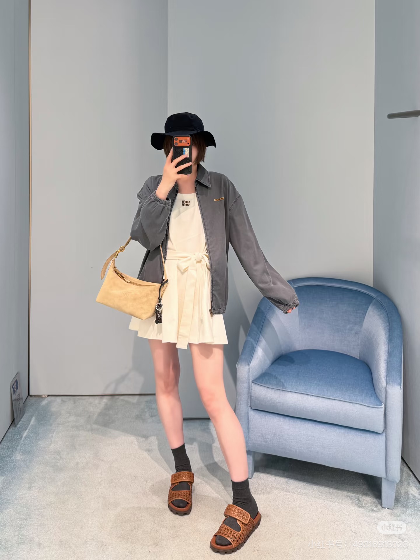 미우미우(MIU MIU) 워싱 데님 워크 재킷 상의 의류