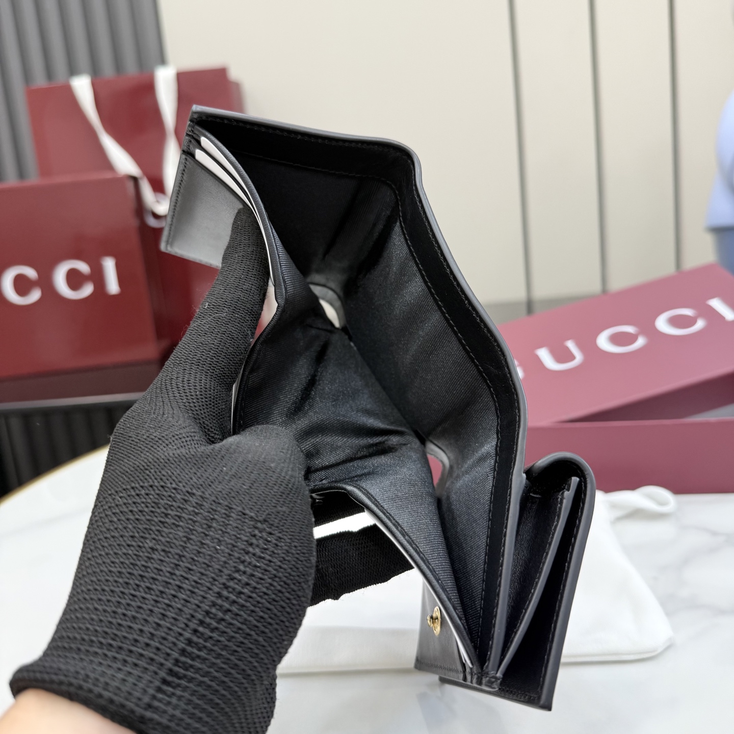 [Gucci] 구찌 26SS 레더 홀스빗 웹 삼단 지갑