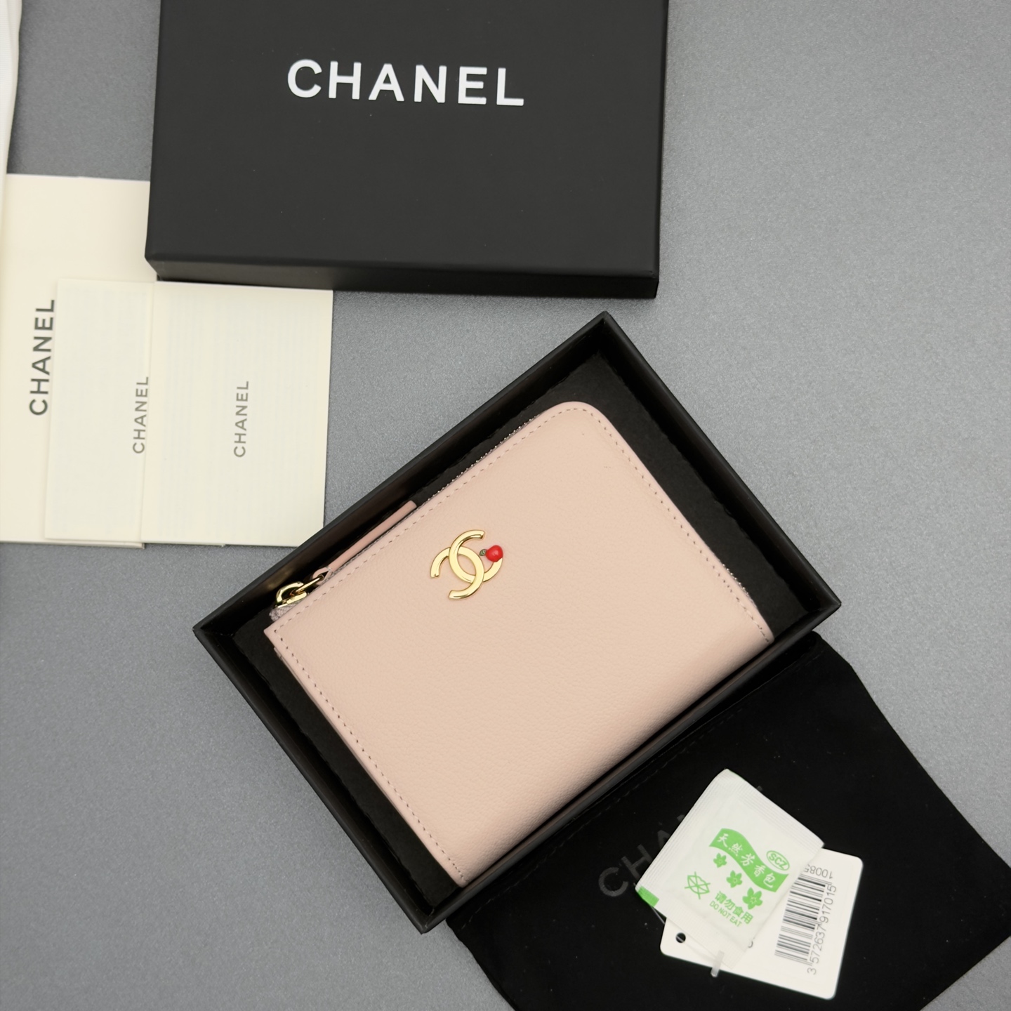 [Chanel] 샤넬 메탈 로고 L자 지퍼 미니 지갑