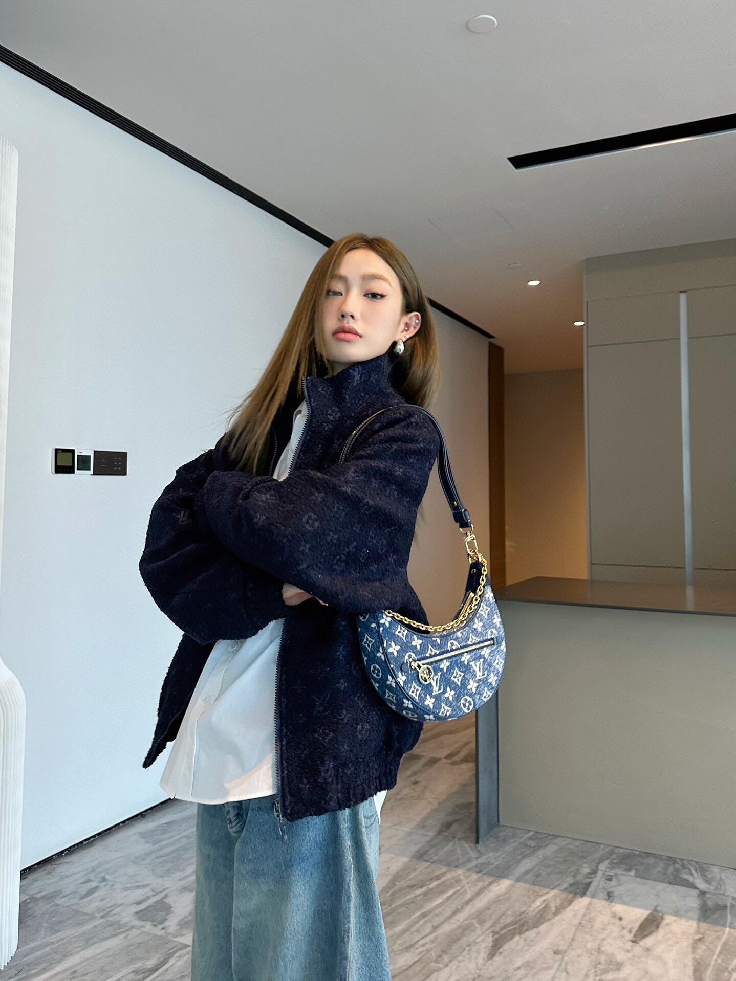 루이비통LV 모노그램 울 부클레 집업 재킷 상의 의류