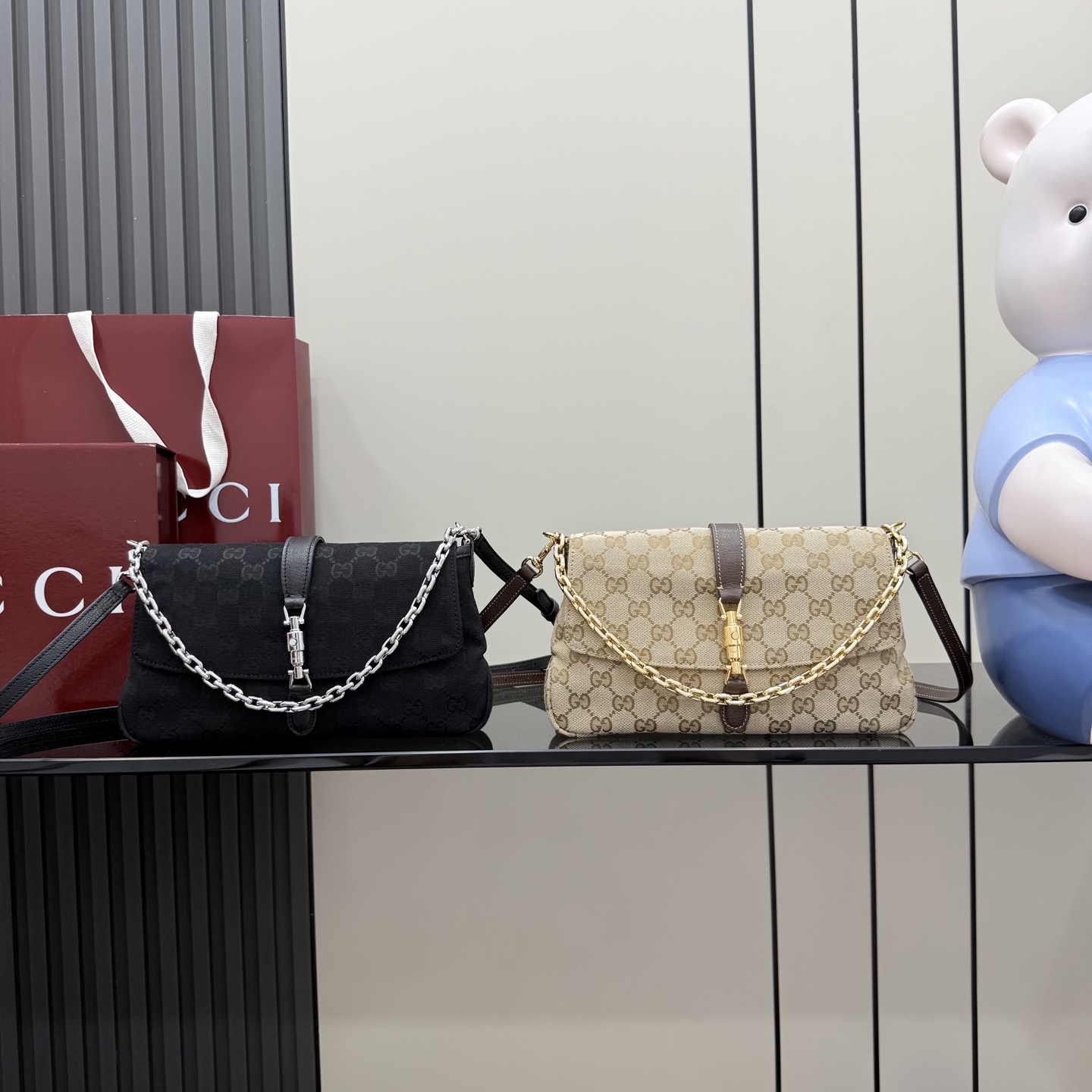 GUCCI 구찌 GG 캔버스 이브닝 체인 백 - 블랙 가방