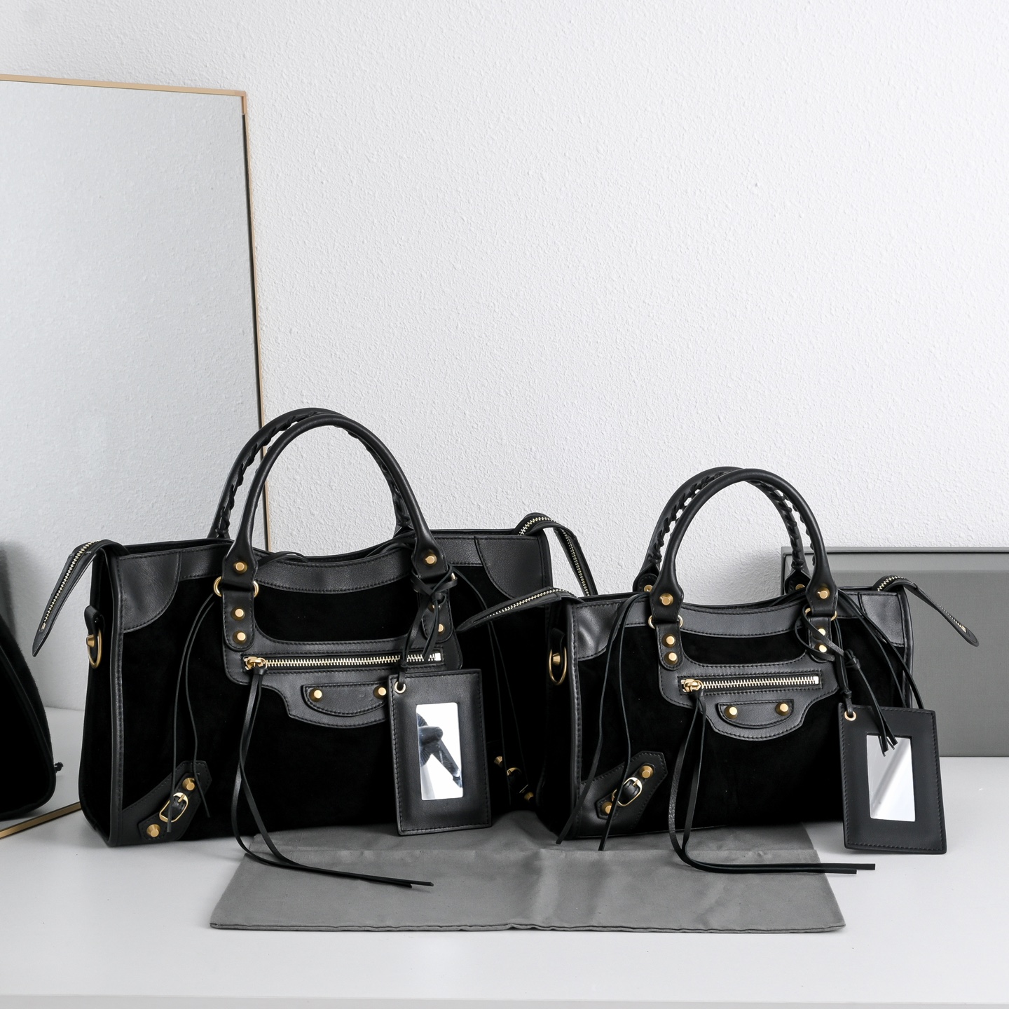 BALENCIAGA 발렌시아가 Le City 르 시티 스웨이드 컴비네이션 카프스킨 모터사이클 백 가방