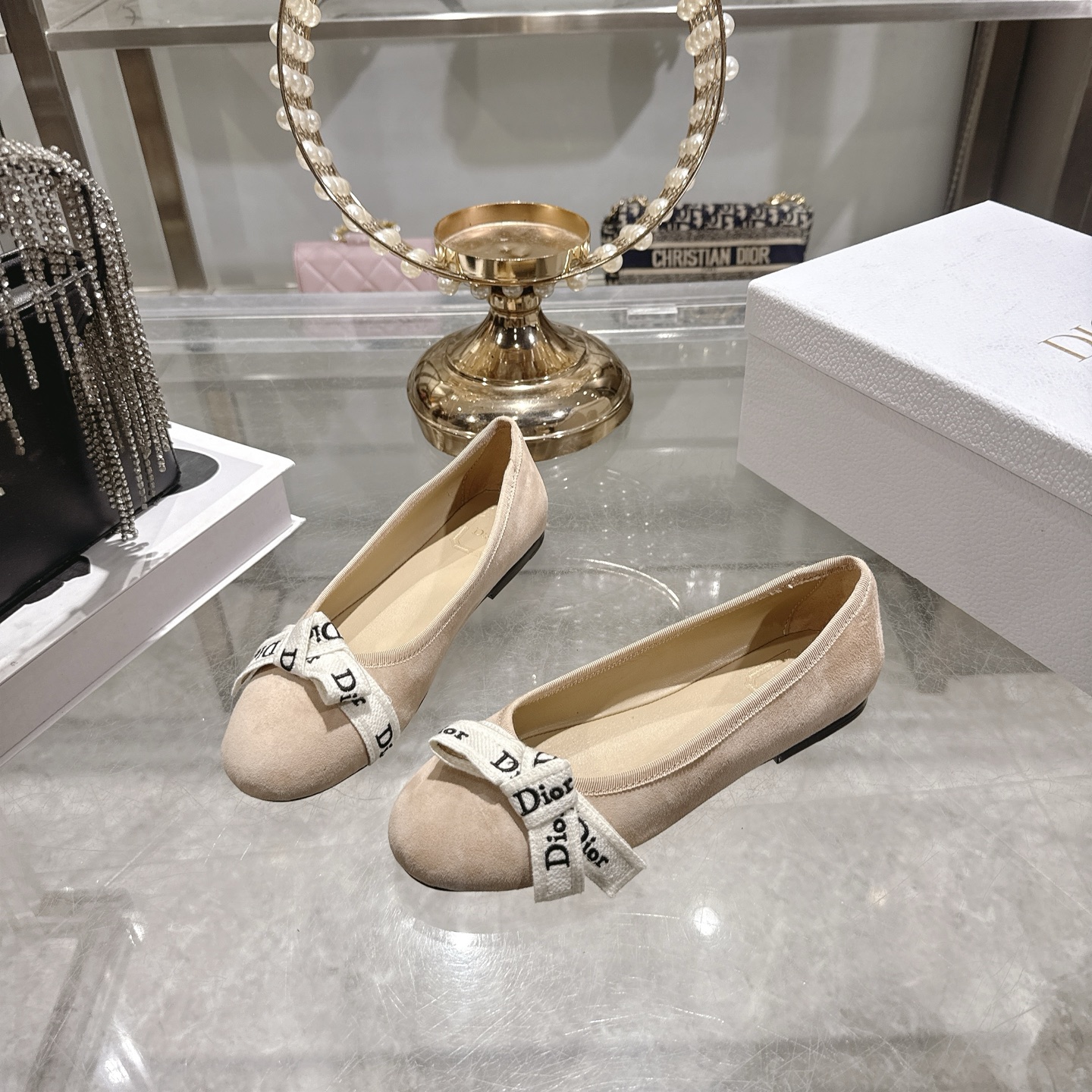 디올(DIOR) 리본 스트랩 메리제인 플랫슈즈 신발