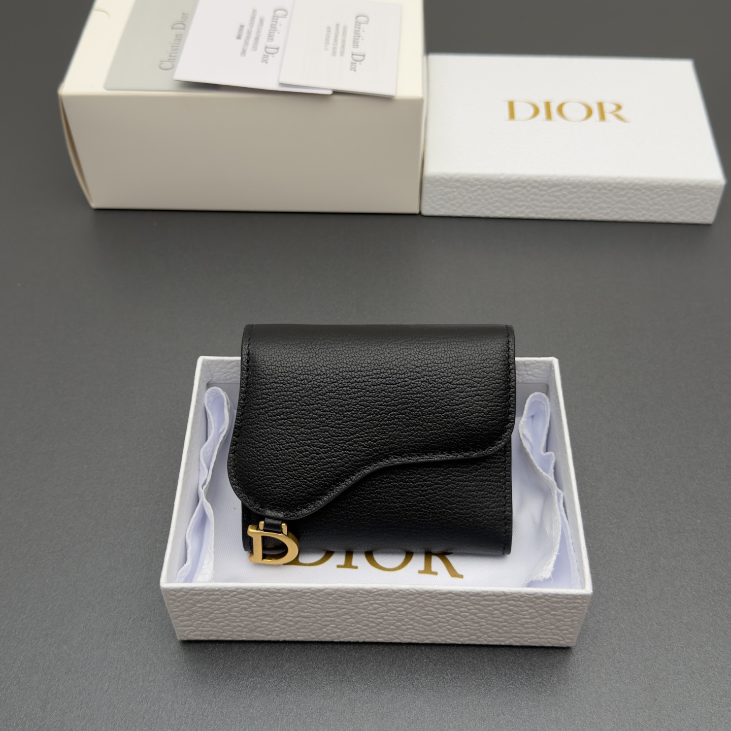 [Dior] 디올 Lotus 로터스 새들 고스트 그레인드 미니 지갑