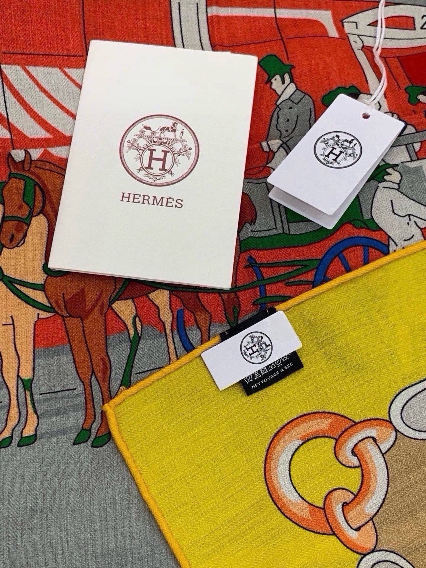 에르메스(HERMES) 더블페이스 캐시미어 실크 숄 목도리 스카프