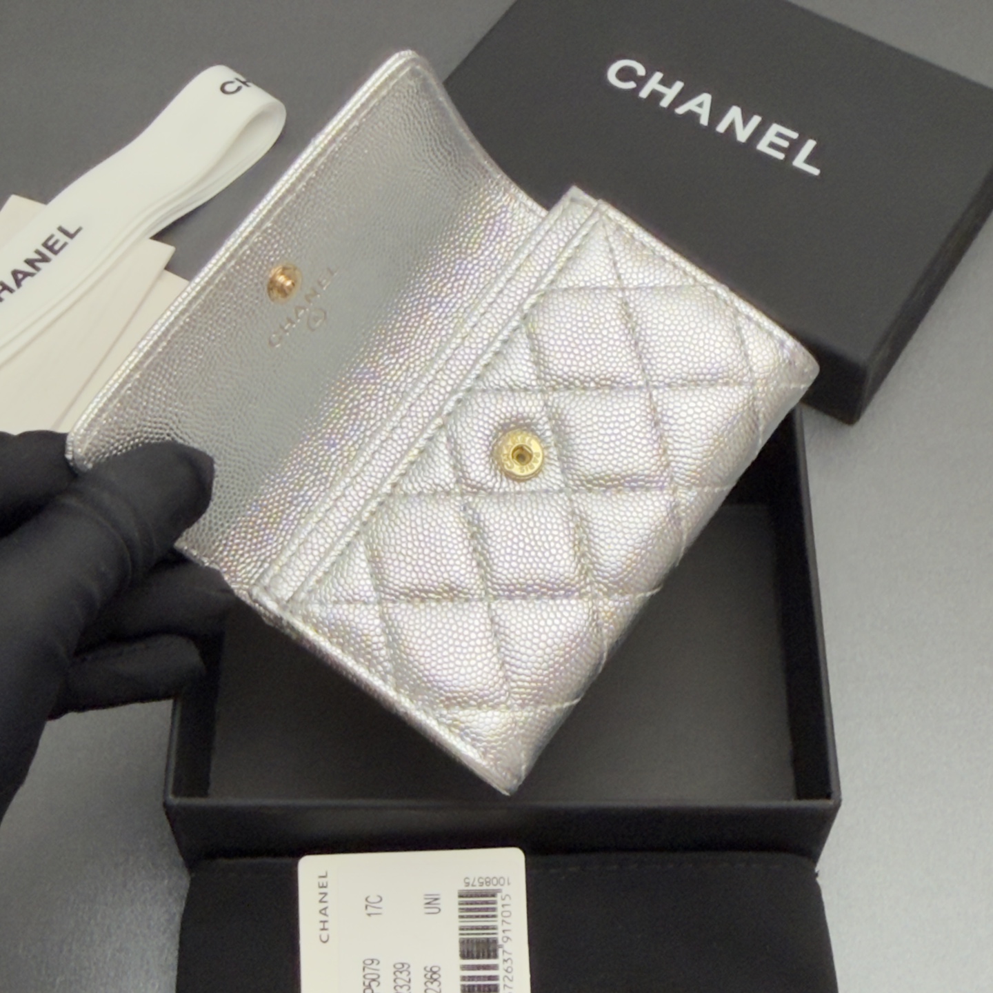 [Chanel] 샤넬 26SS 캐비어 멀티 젬스톤 카드 홀더 지갑
