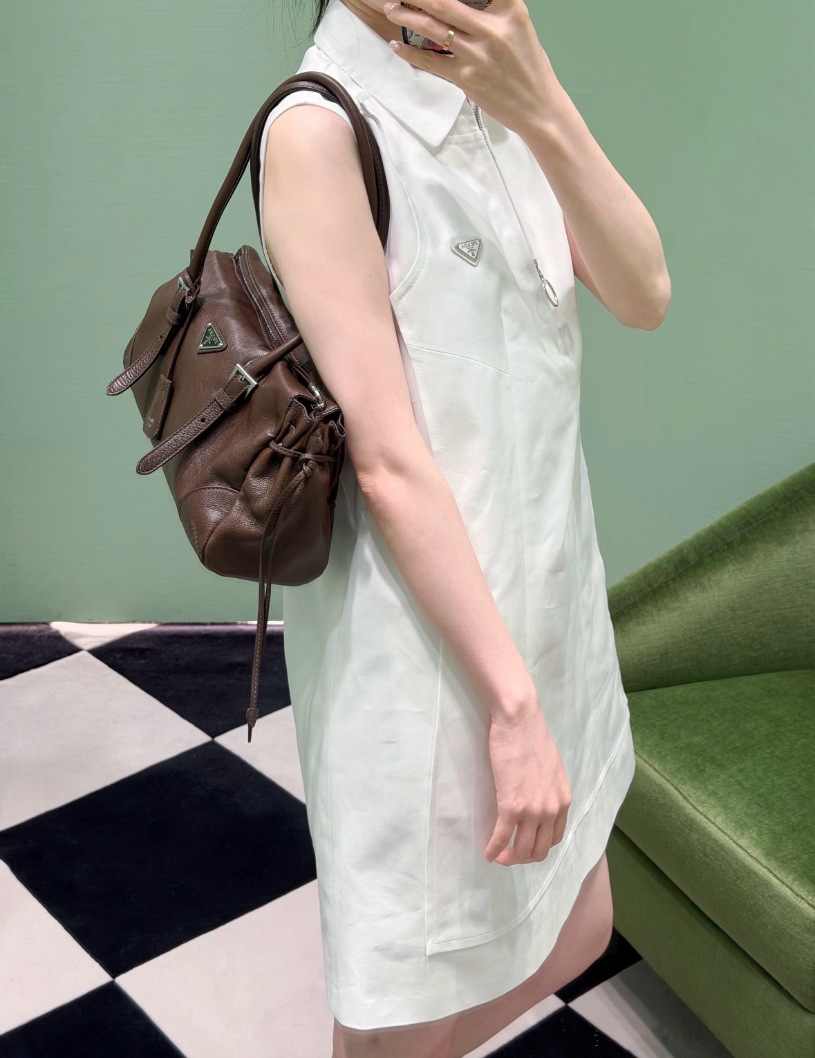 프라다(PRADA) 메탈 지퍼 민소매 셔츠 원피스 의류