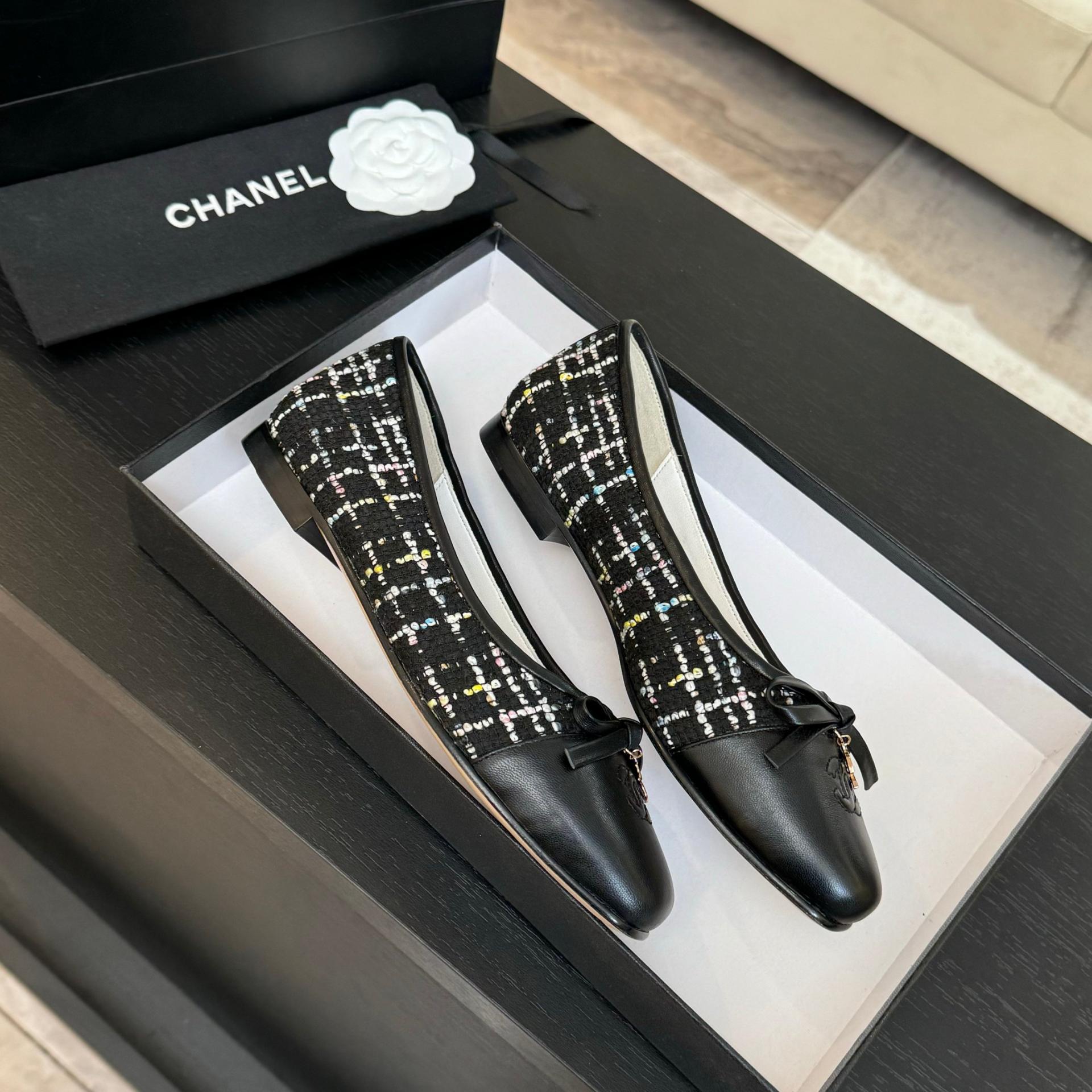 샤넬(CHANEL) 트위드 리본 플랫슈즈 신발 복제