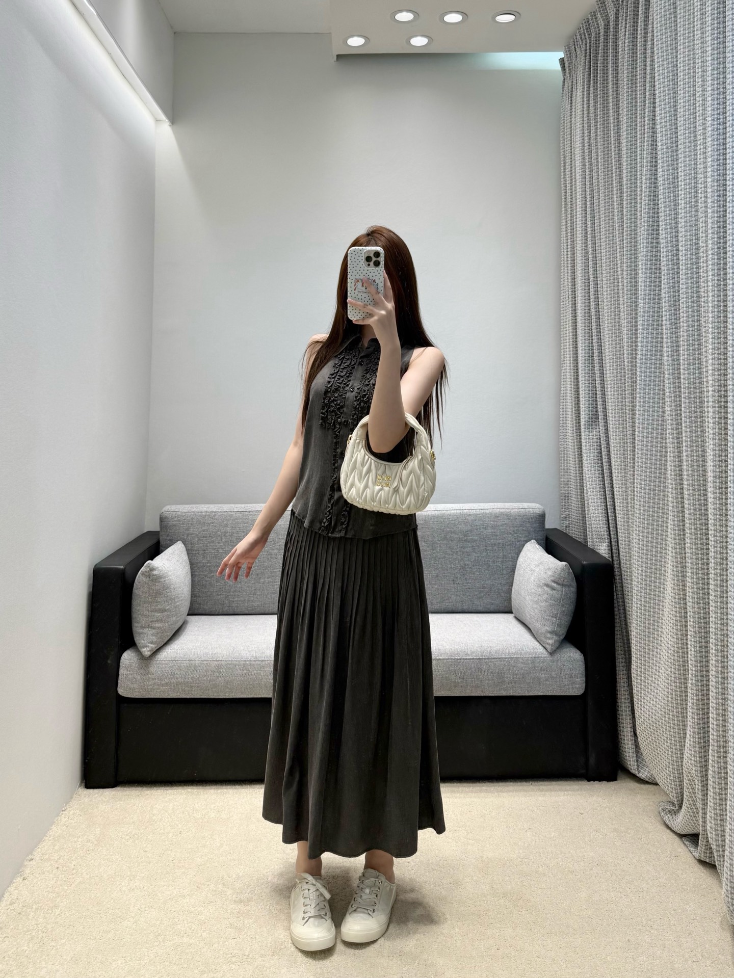 Dior CD 디올 26SS 미니멀 슬릿 셔츠 + 스커트 셋업 세트 의류