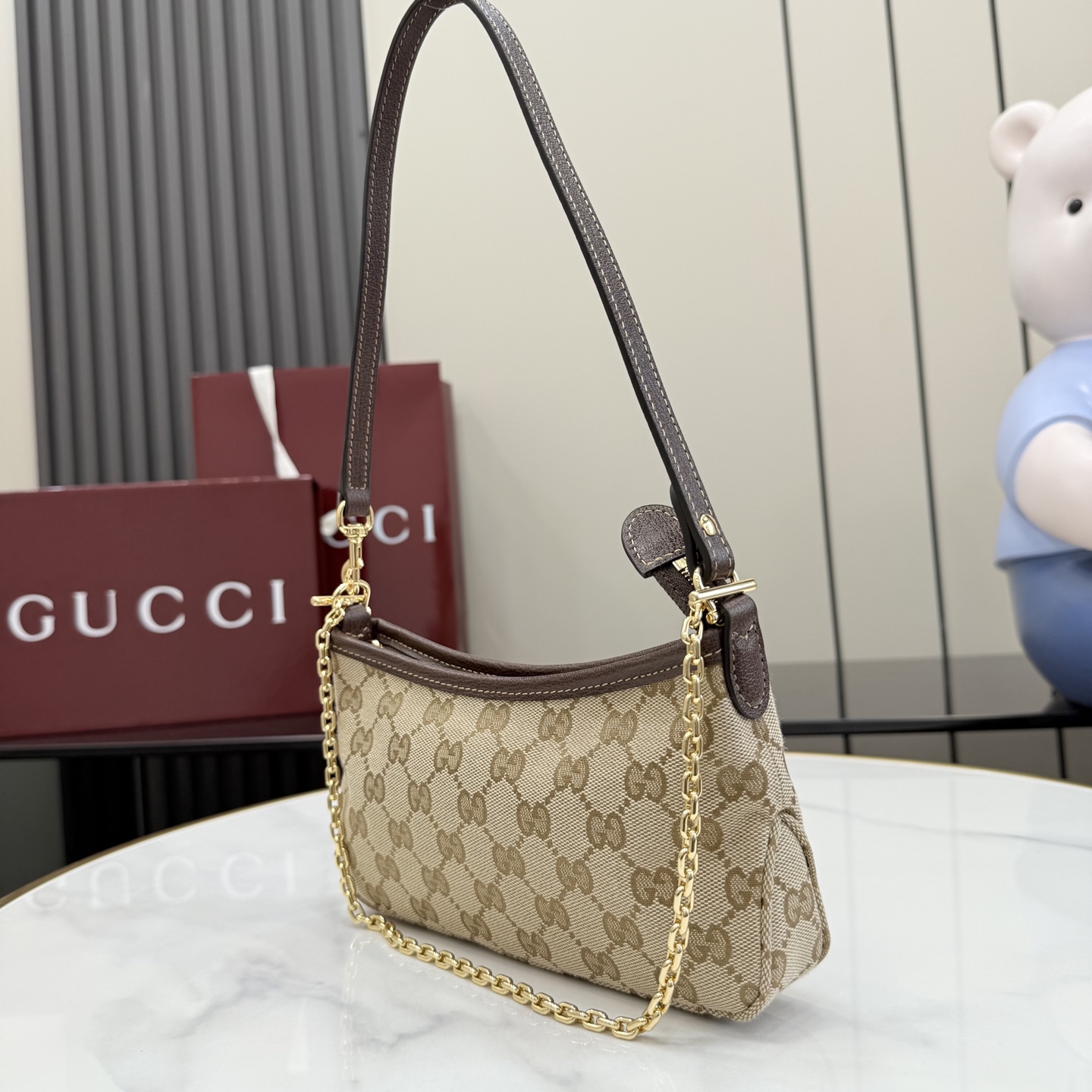 [Gucci] 구찌 (Generation) GG 캔버스 투웨이 미니 체인백 (샌드/브라운) 가방