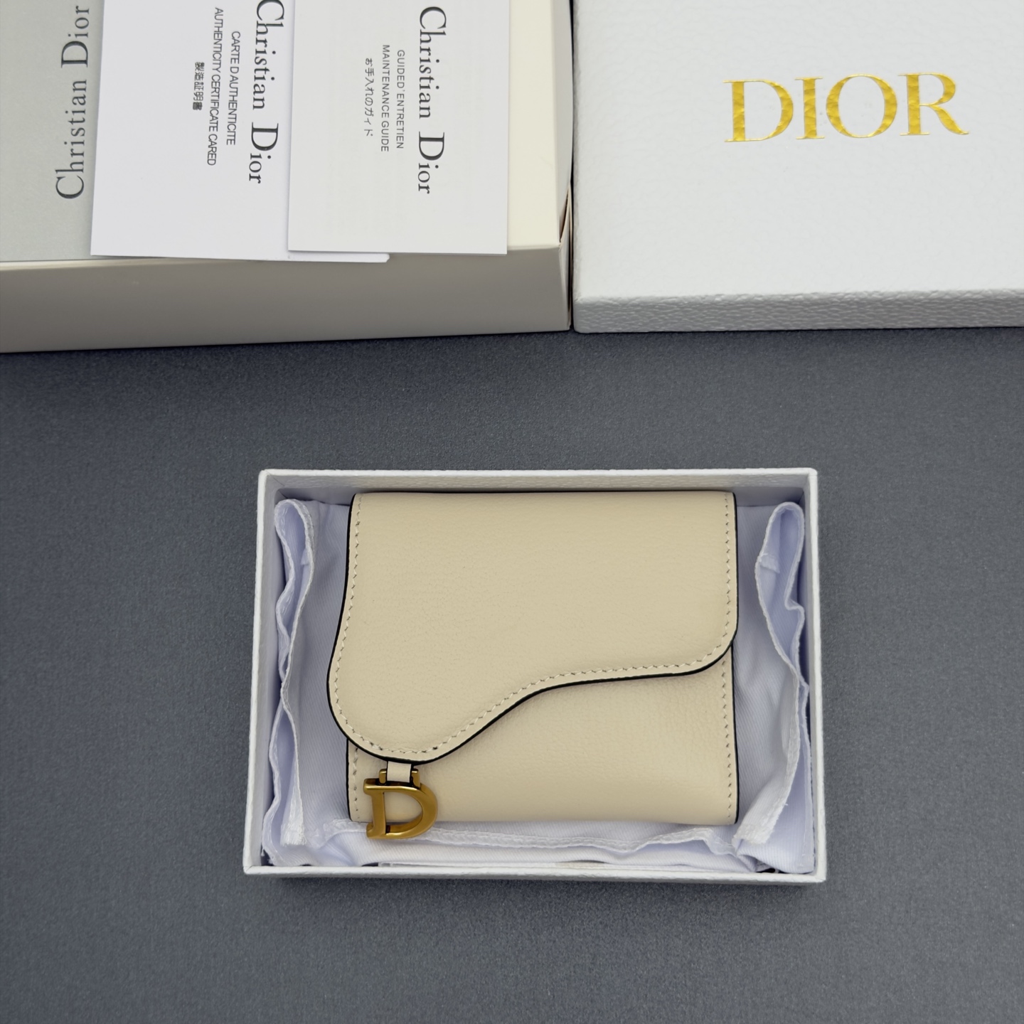 [Dior] 디올 Lotus 로터스 새들 고스트 그레인드 미니 지갑