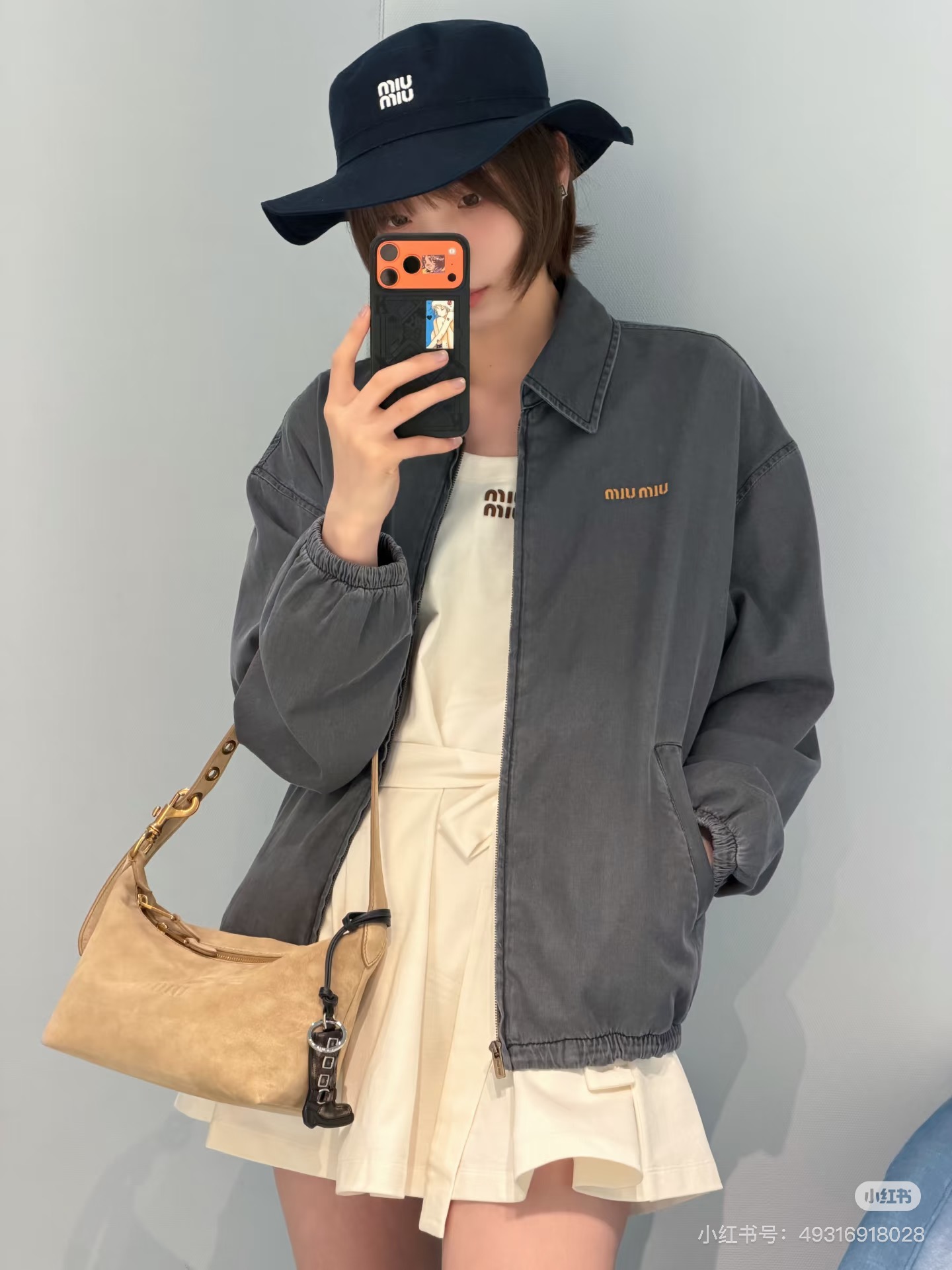 미우미우(MIU MIU) 워싱 데님 워크 재킷 상의 의류
