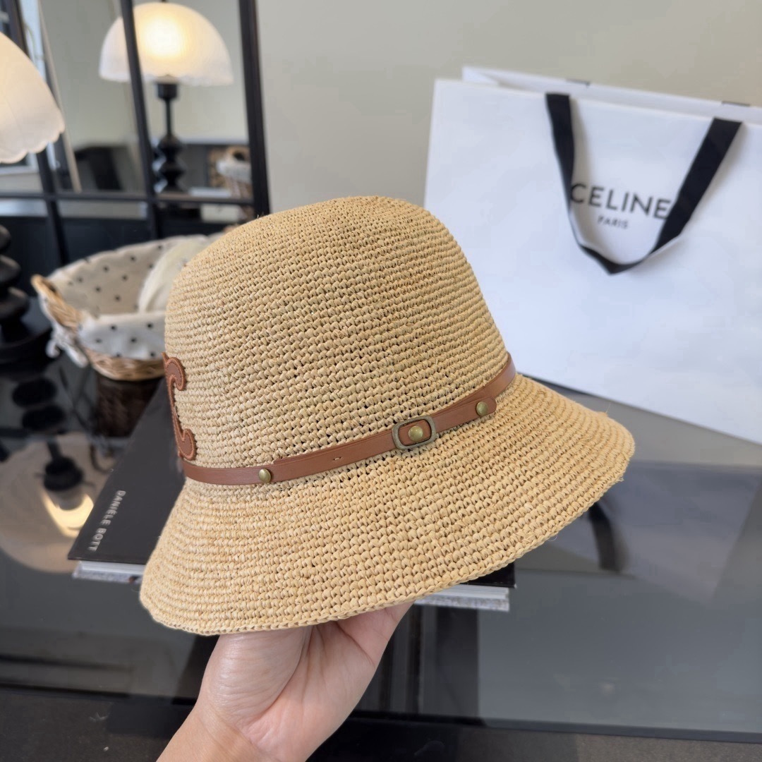 셀린느(CELINE) 라피아 햇 모자