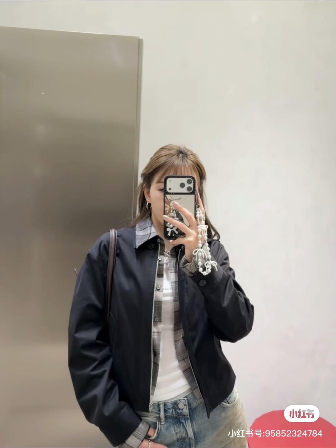 아크네(Acne studios) 체크 페이크 레이어드 크롭 재킷 상의 의류