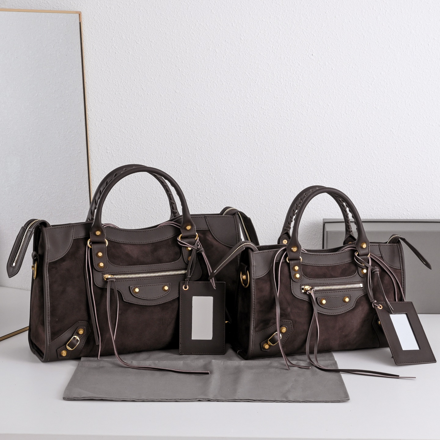 BALENCIAGA 발렌시아가 Le City 르 시티 스웨이드 컴비네이션 카프스킨 모터사이클 백 가방
