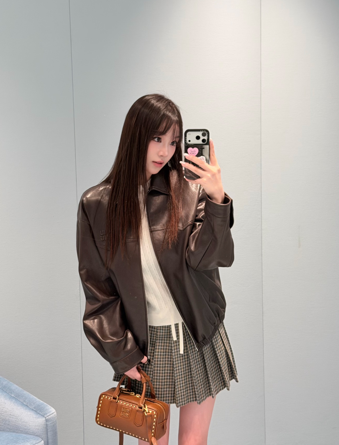 미우미우(MIU MIU) 체크 플리츠 미니 스커트 하의 의류